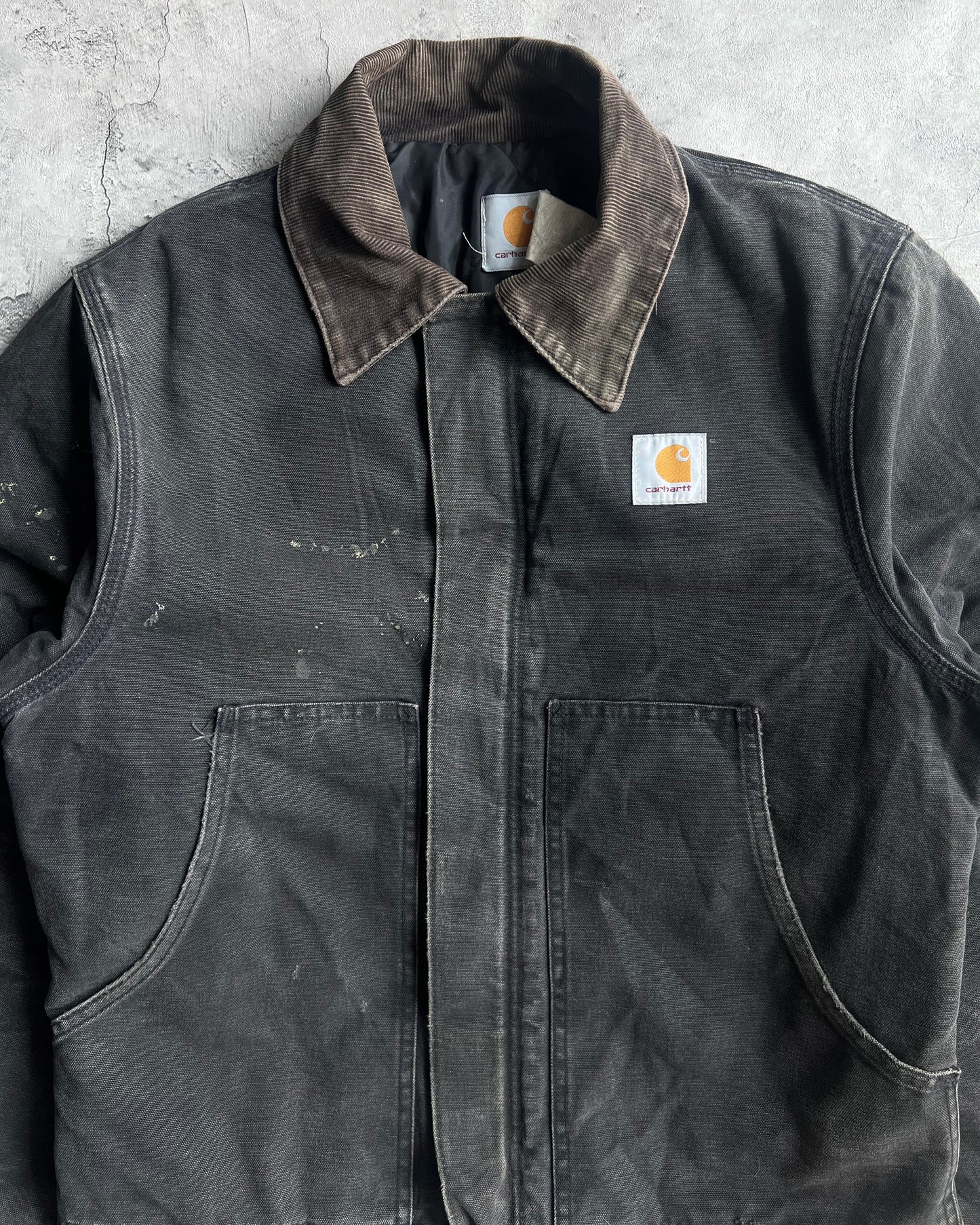 1990S FADED BLACK CARHARTT ARCTIC WORK JACKET (M/L)