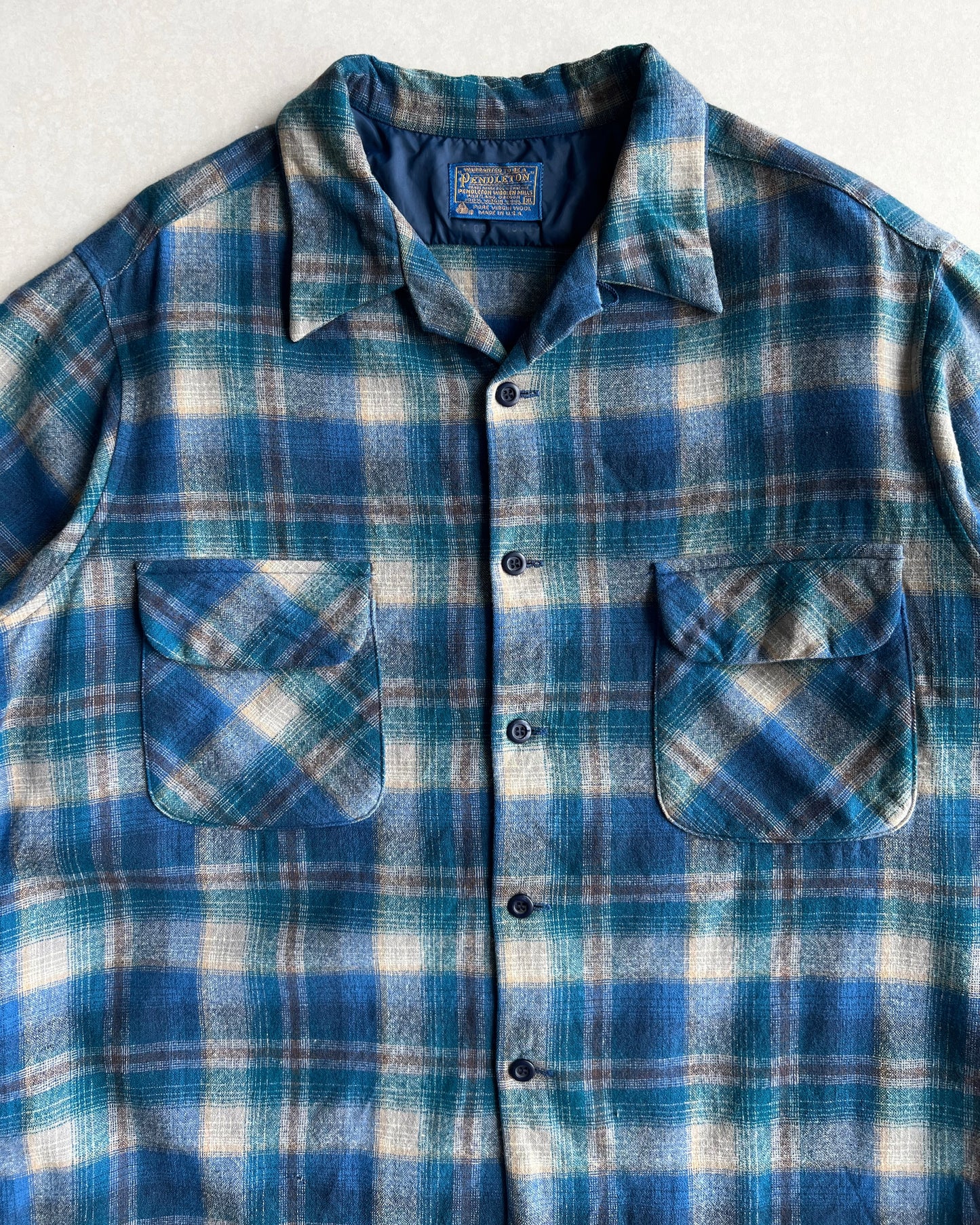 1980S PENDLETON DOUPLE POCKET WOOL PLAID FLANNEL (XL)
