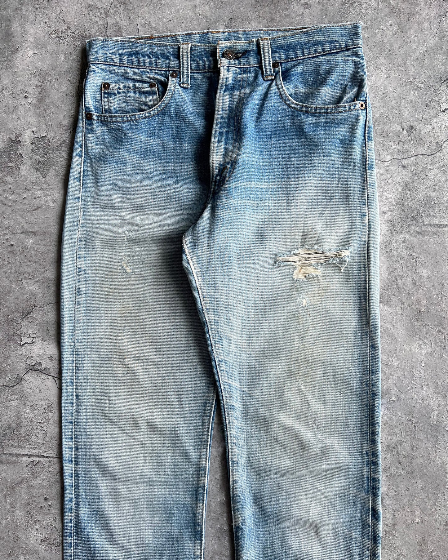 1970S FADED WASHED LEVI'S 505 DISTRESSED JEANS (30X31)