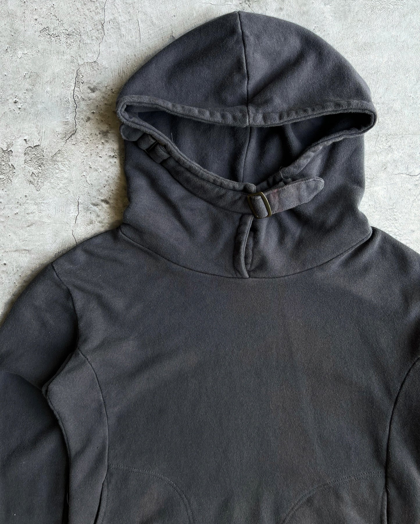 FADED BLACK NUMBER (N)INE SCUBA HOOD HOODIE (S/M)