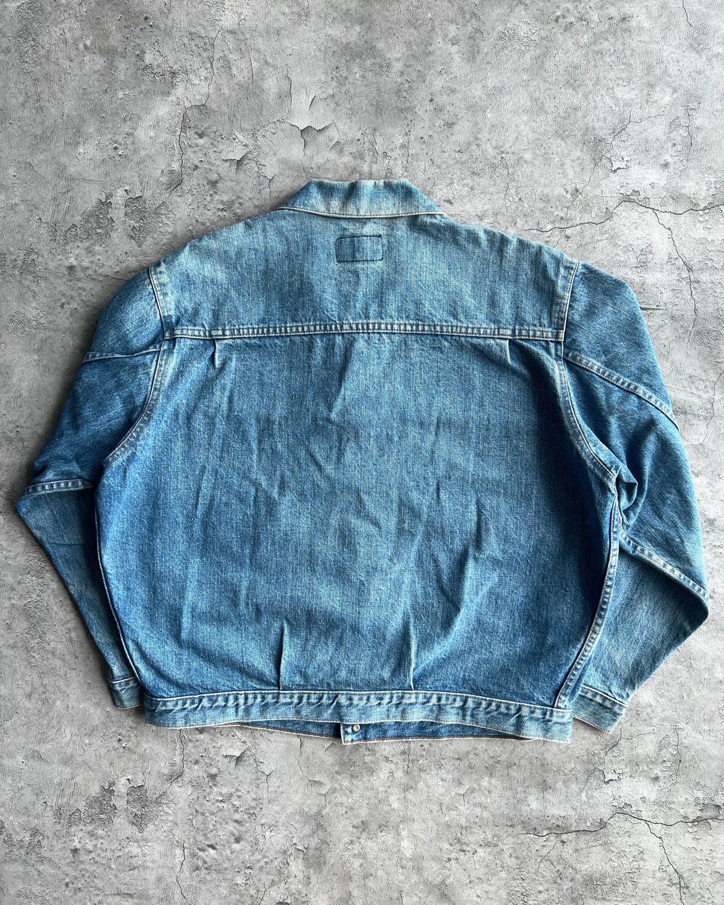 1990S FADED WASHED ORANGE TAB LEVI'S TYPE II DENIM JACKET (L)