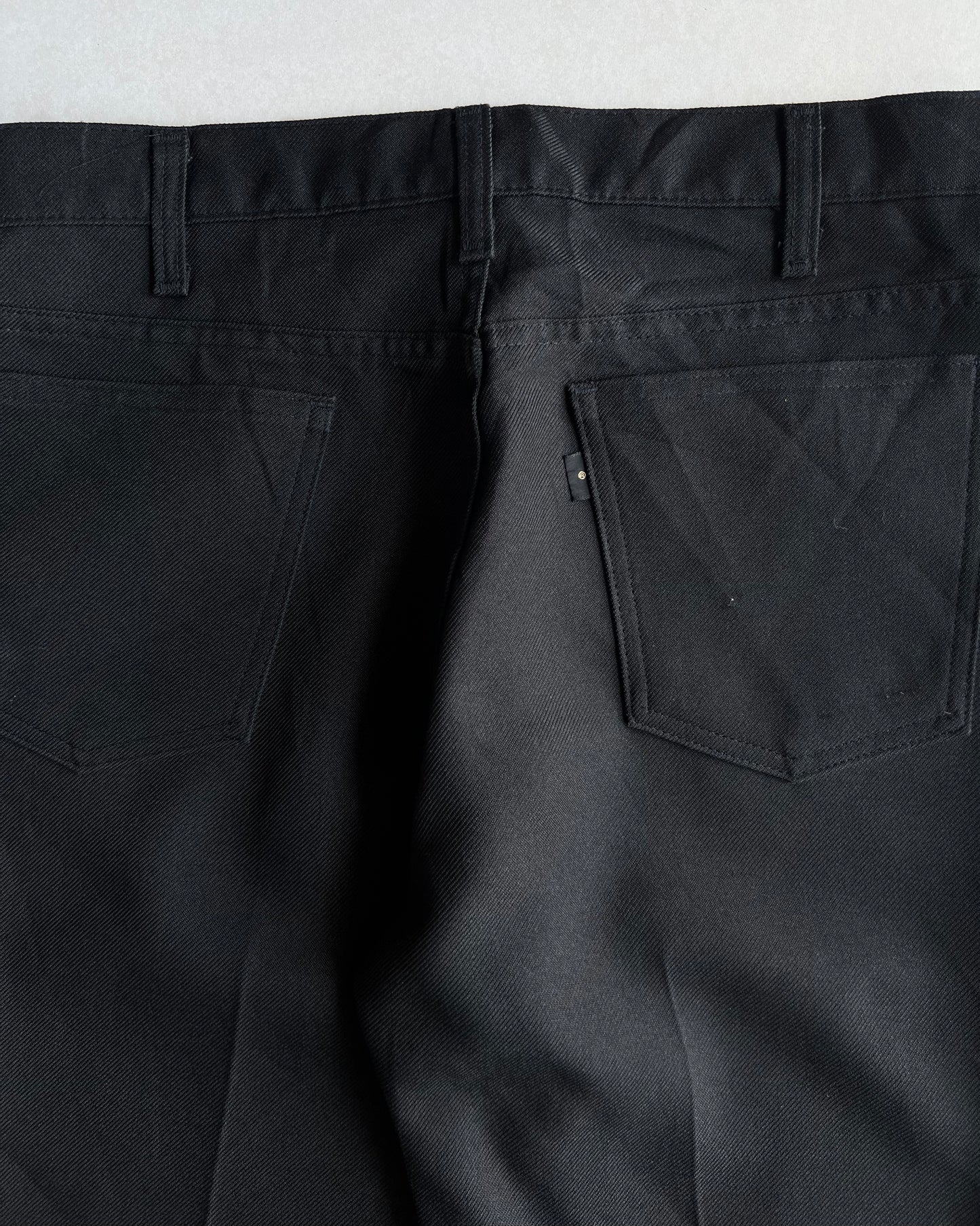 1970S BLACK LEVI'S 517 STA-PREST FLARE TROUSERS (34X34)