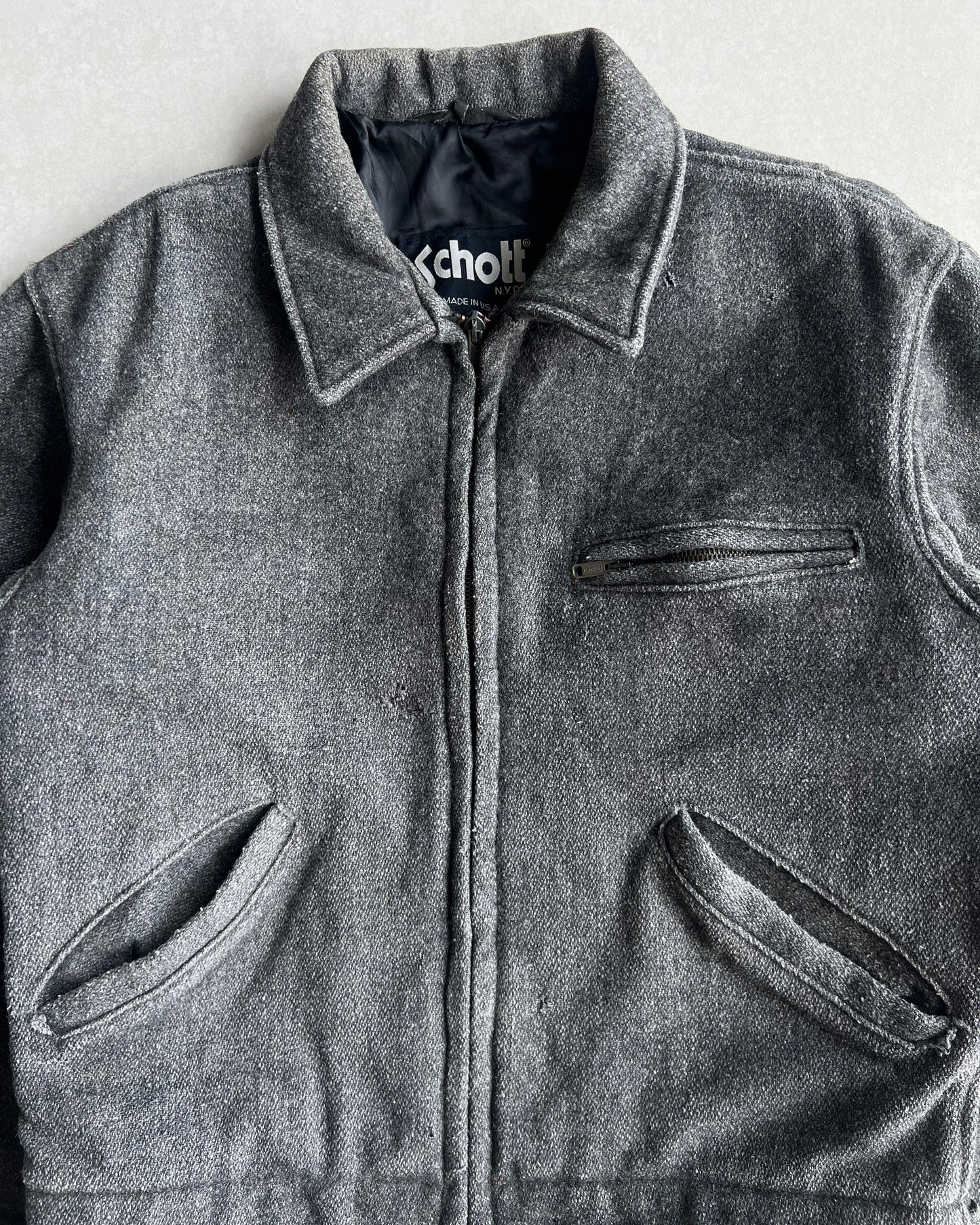 1980S SCHOTT WOOL ZIP-UP JACKET (M)