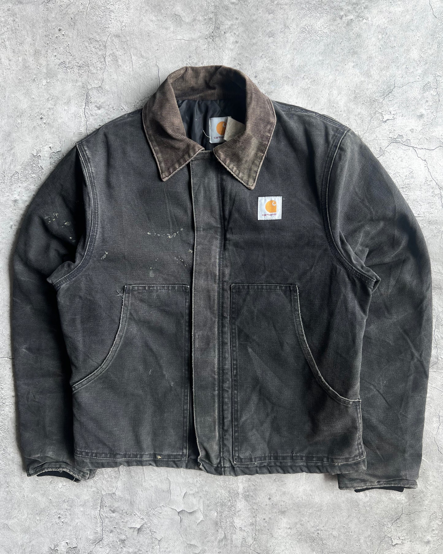 1990S FADED BLACK CARHARTT ARCTIC WORK JACKET (M/L)