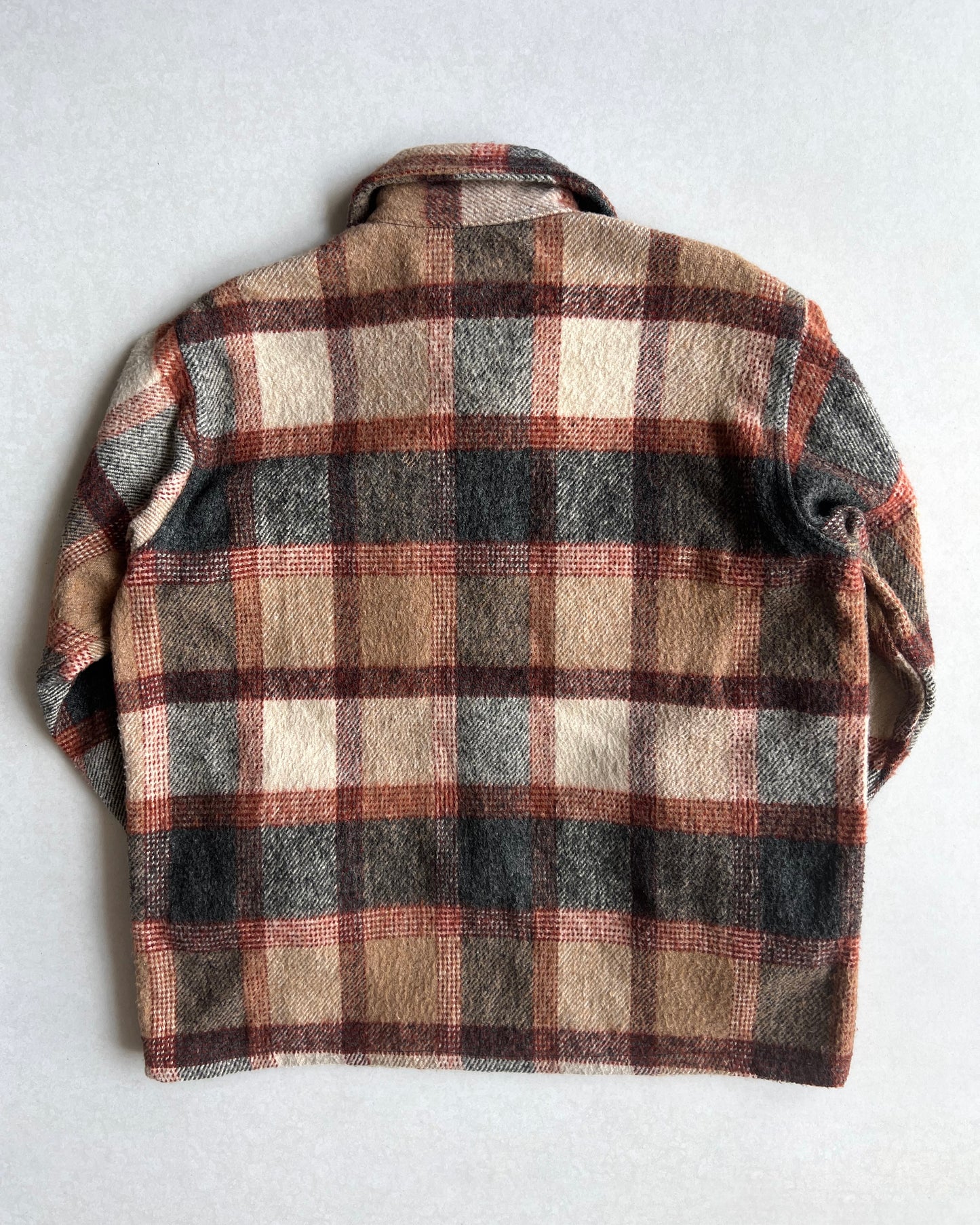 1980S MELTON ZIP-UP PLAID FLANNEL JACKET (L)