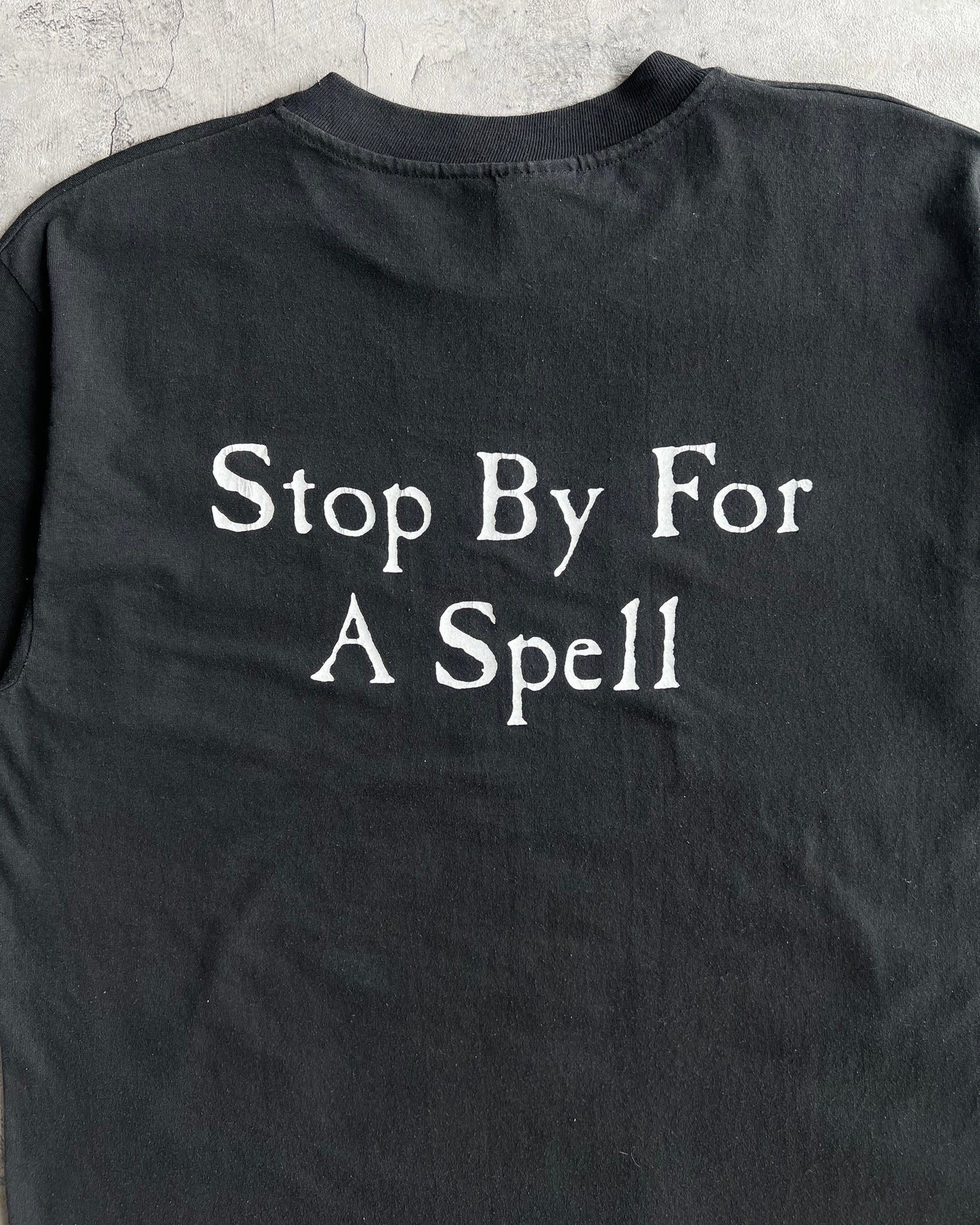 1990S FADED BLACK 'WITCHES BREW' TEE (L)