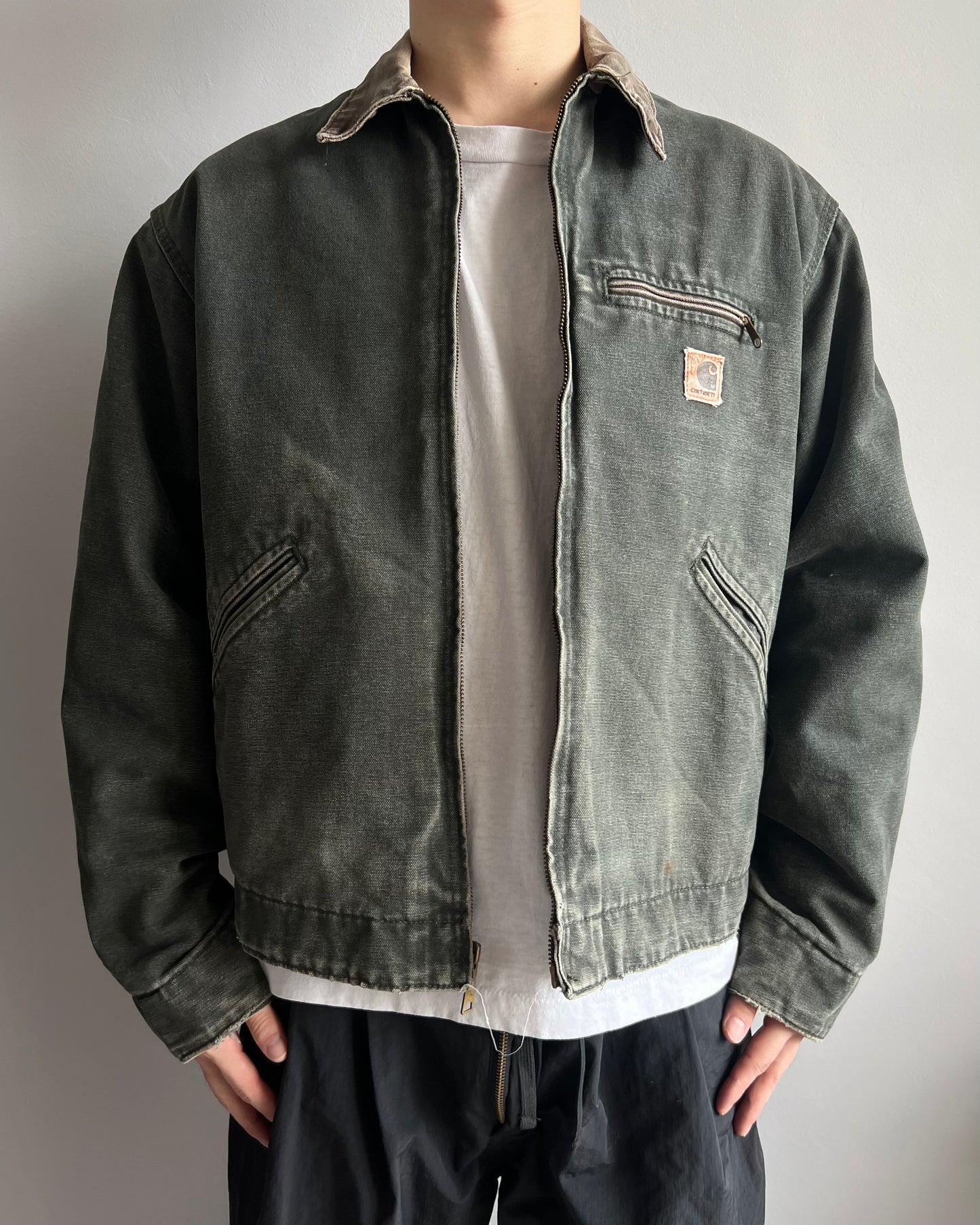 1990S MOSS GREEN CARHARTT DETROIT WORK JACKET (L)