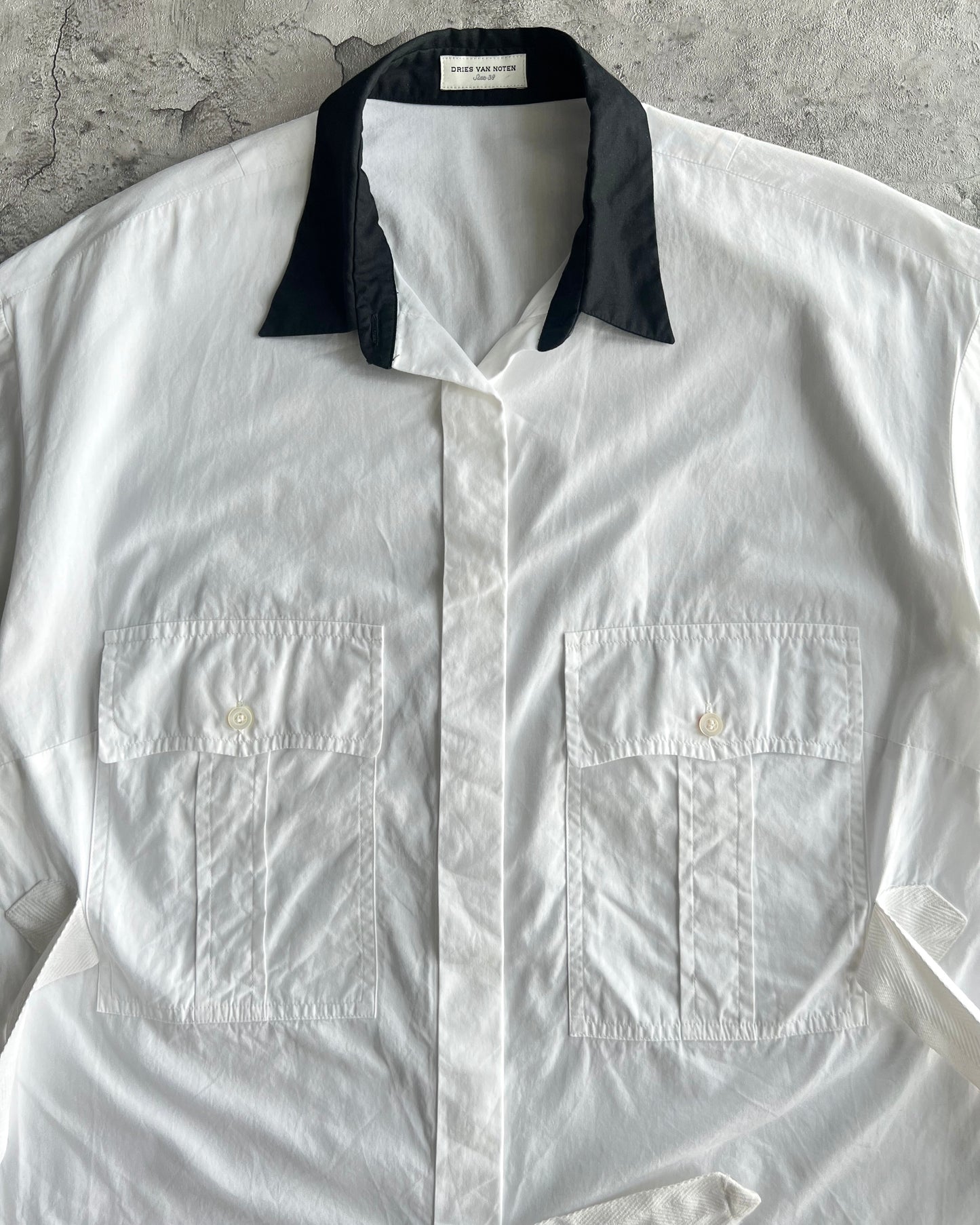 2000S DRIES VAN NOTEN DOUBLE POCKET BONDAGE SHIRT (M)