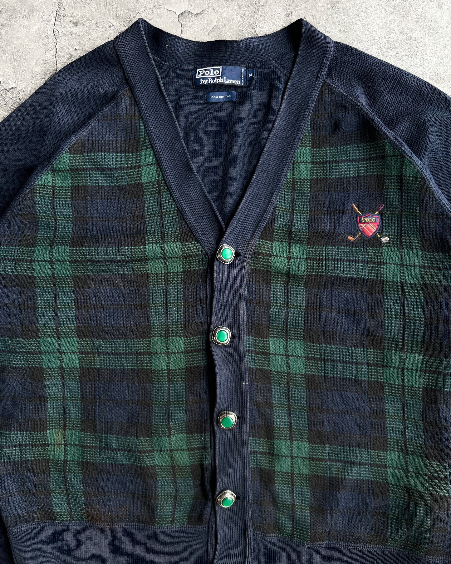 1980S POLO RALPH LAUREN KNITTED CARDIGAN (M)