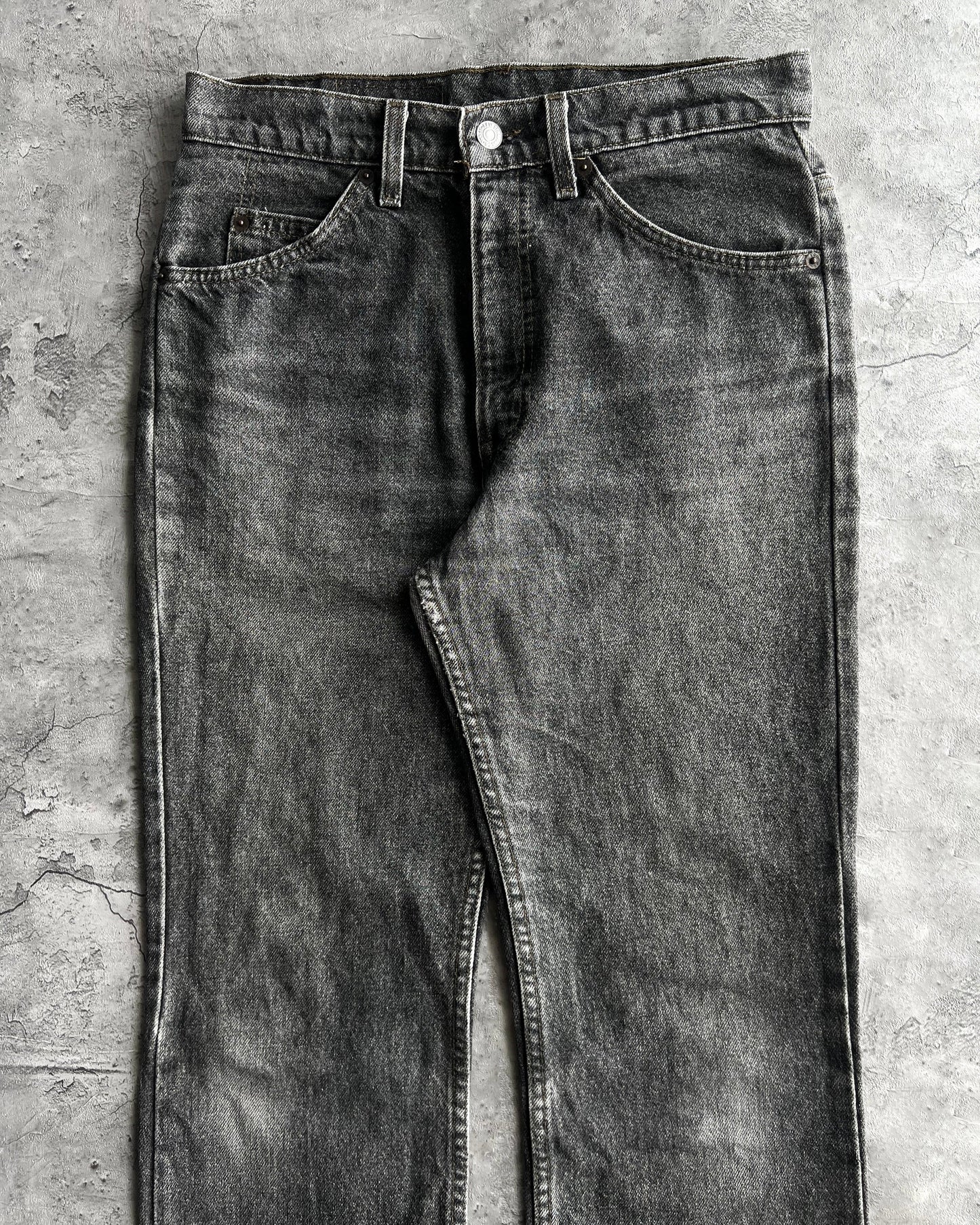 1990S FADED BLACK LEVI'S 517 RELEASED HEM FLARE JEANS (31X34)