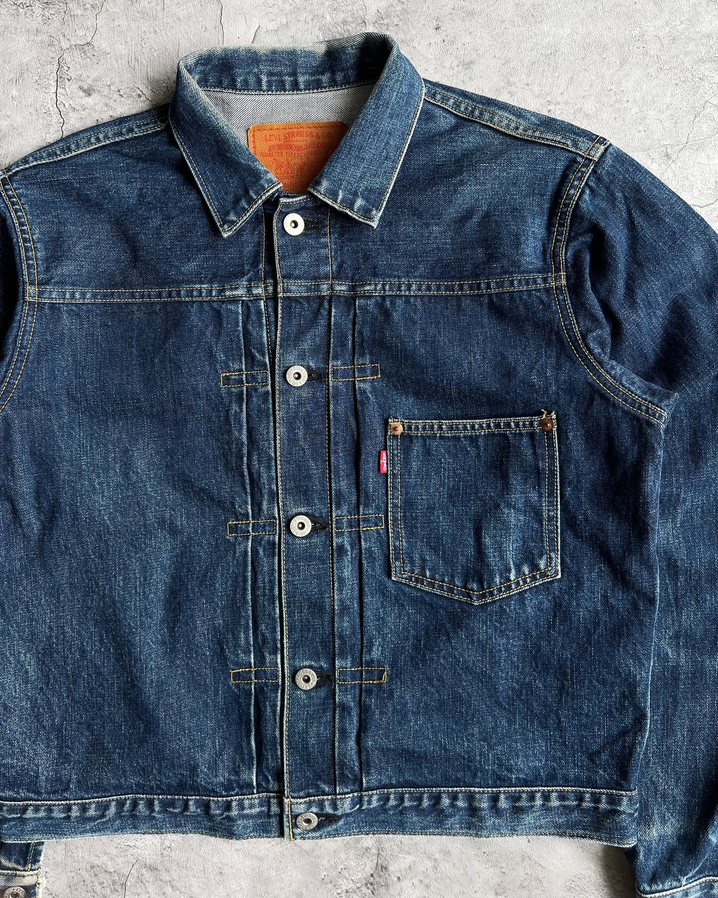 1990S DARK WASHED BIG E LEVI'S TYPE I DENIM JACKET (M/L)