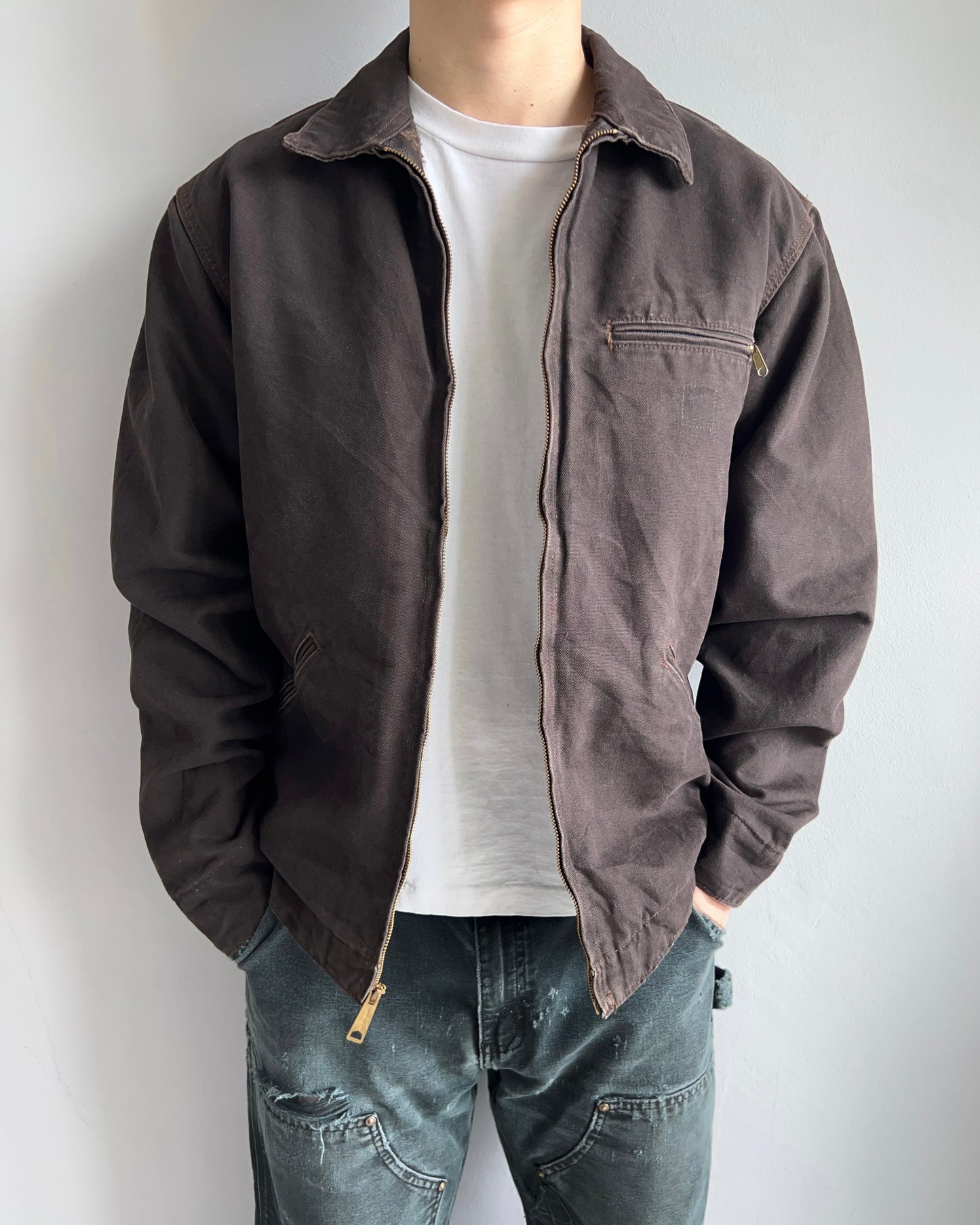 FADED BLACK CARHARTT DETROIT WORK JACKET (M)