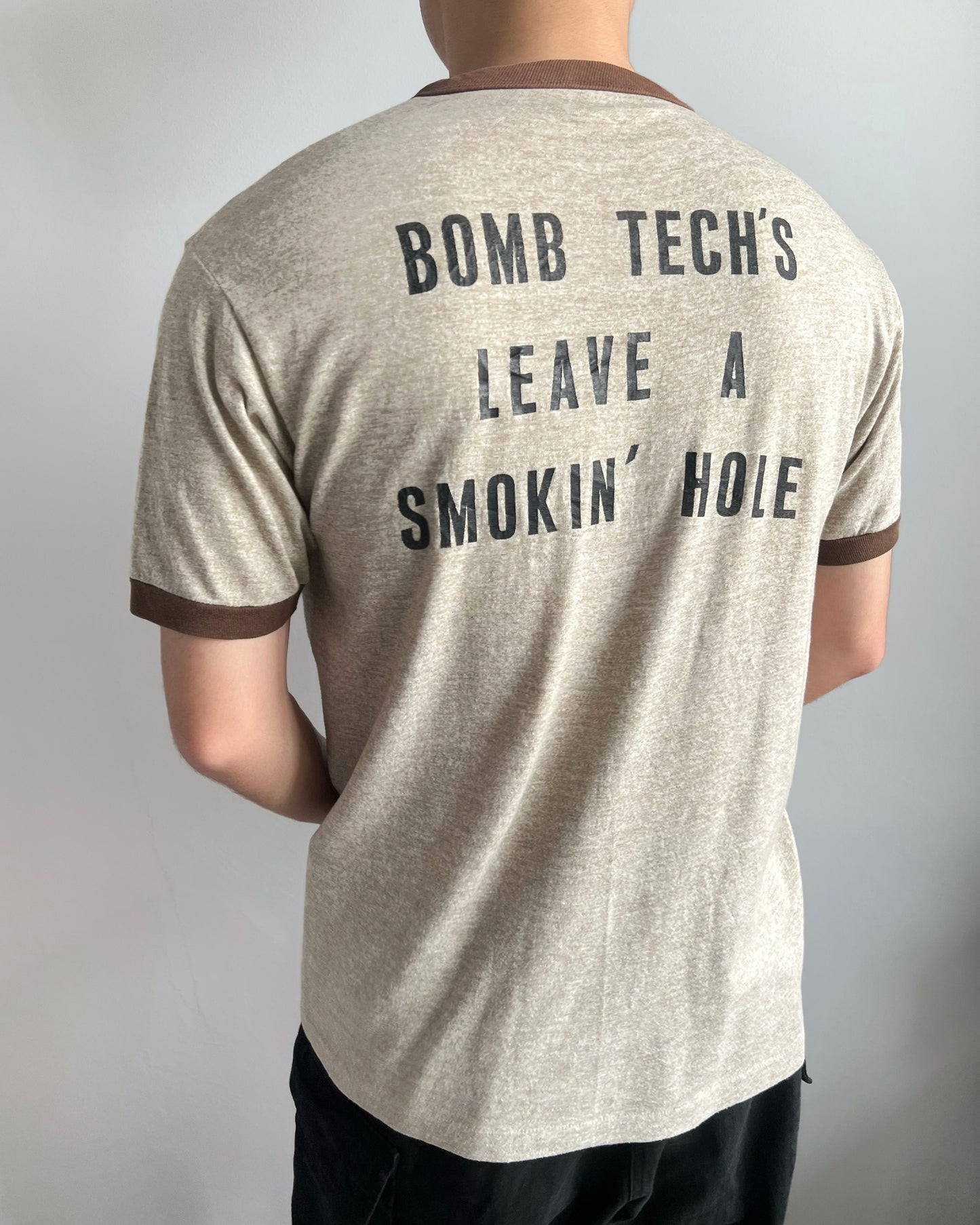 1980S 'HAZARDOUS DEVICES TECHNICIAN' RINGER TEE (XL)