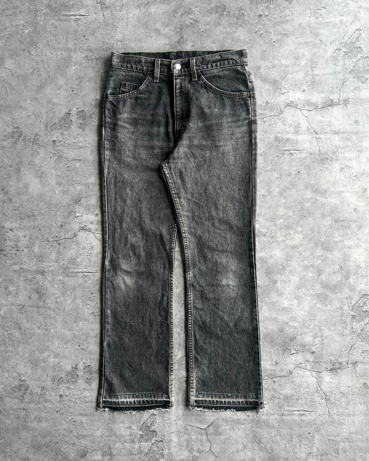 1990S FADED BLACK LEVI'S 517 RELEASED HEM FLARE JEANS (31X34)