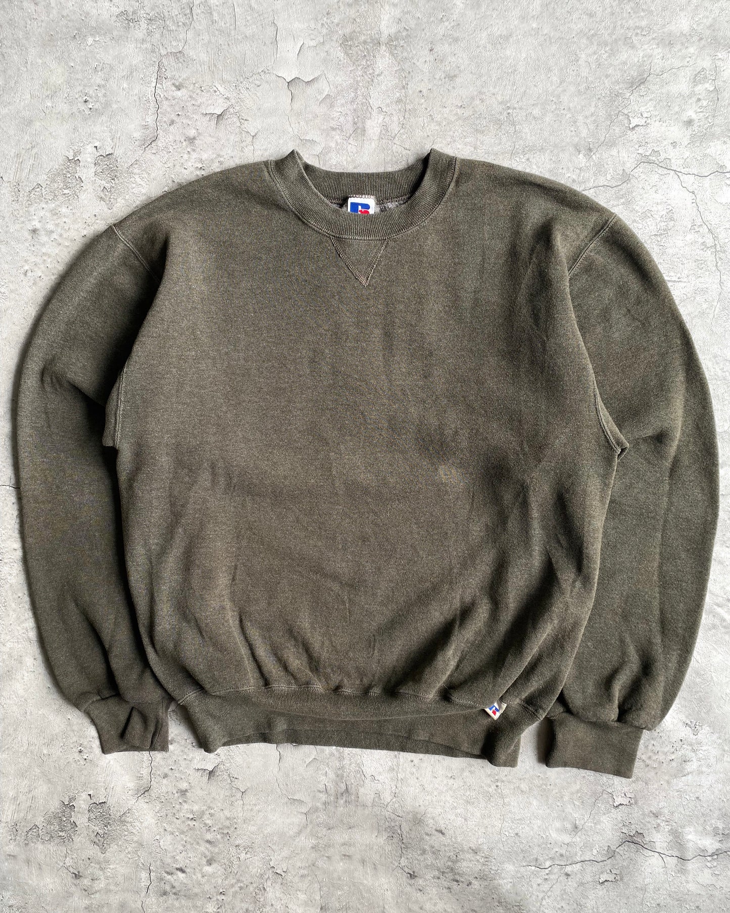 1990S RUSSELL FADED BRONZE BLANK CREWNECK SWEATSHIRT (M)
