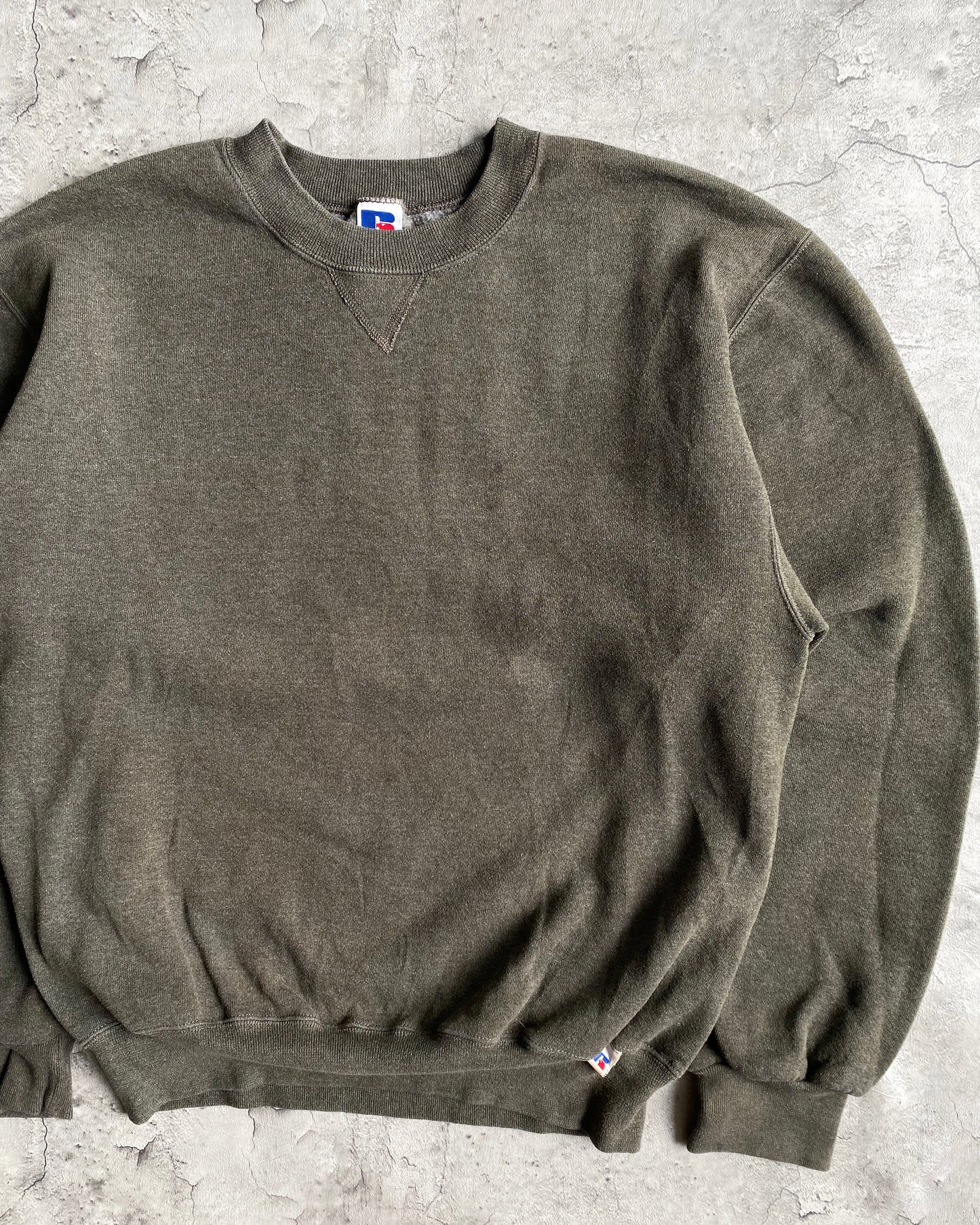 1990S RUSSELL FADED BRONZE BLANK CREWNECK SWEATSHIRT (M)