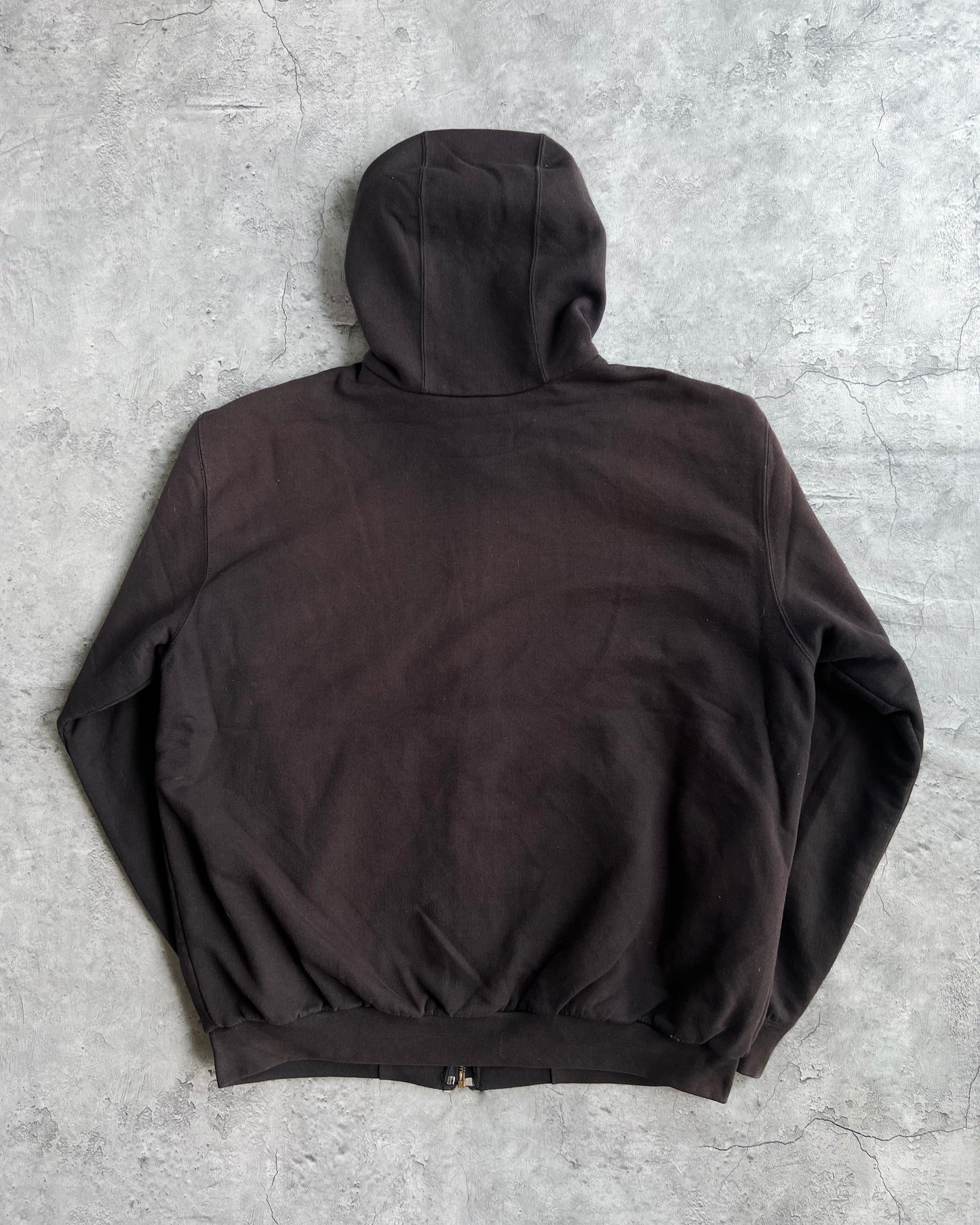 1990S SUN FADED BLACK HEAVYWEIGHT CARHARTT LOGO ZIP-UP HOODIE (L)
