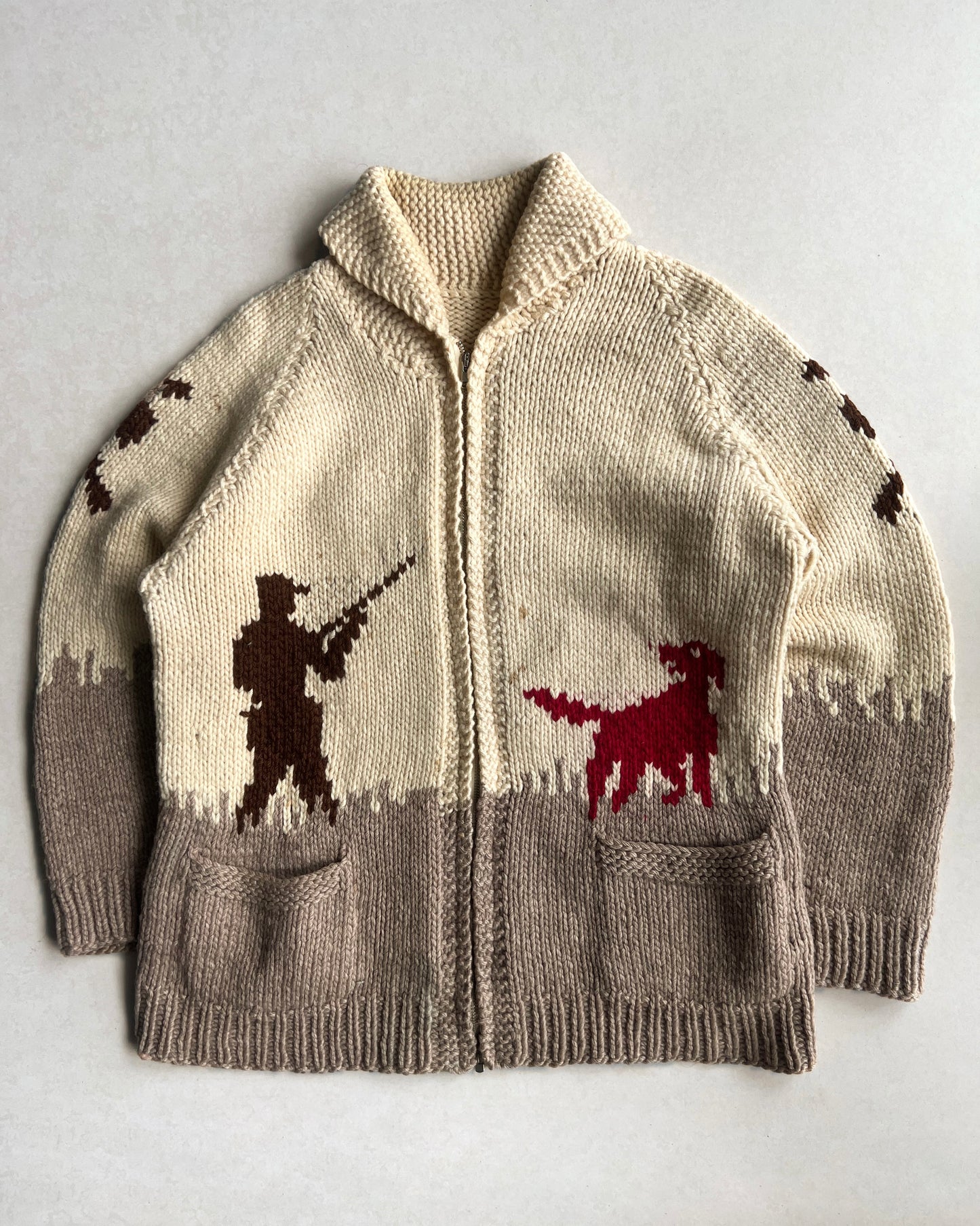 1950S HUNTING COWICHAN KNITTED SWEATER (M/L)