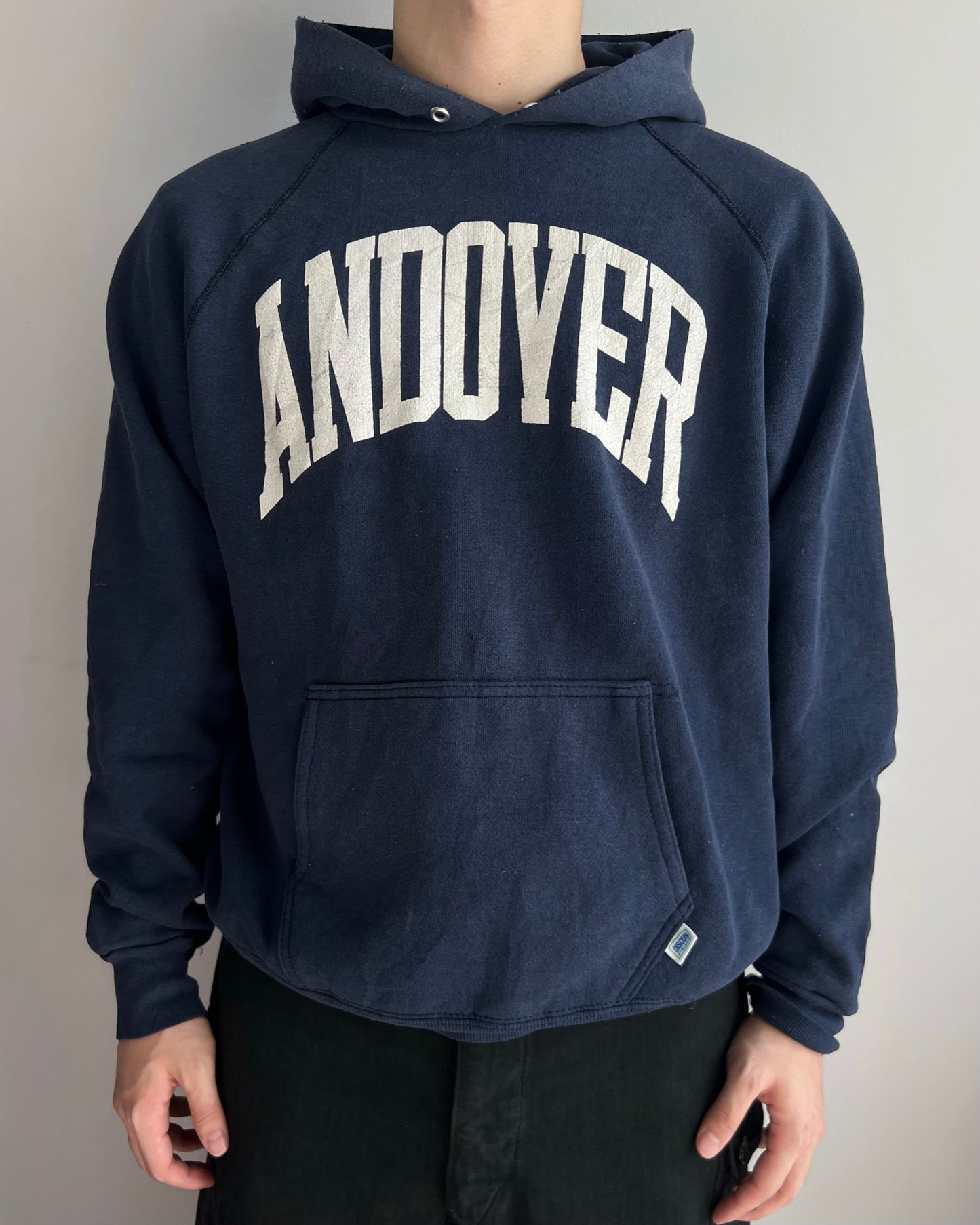 1990S NAVY 'ANDOVER' RAGLAN HOODIE (L)