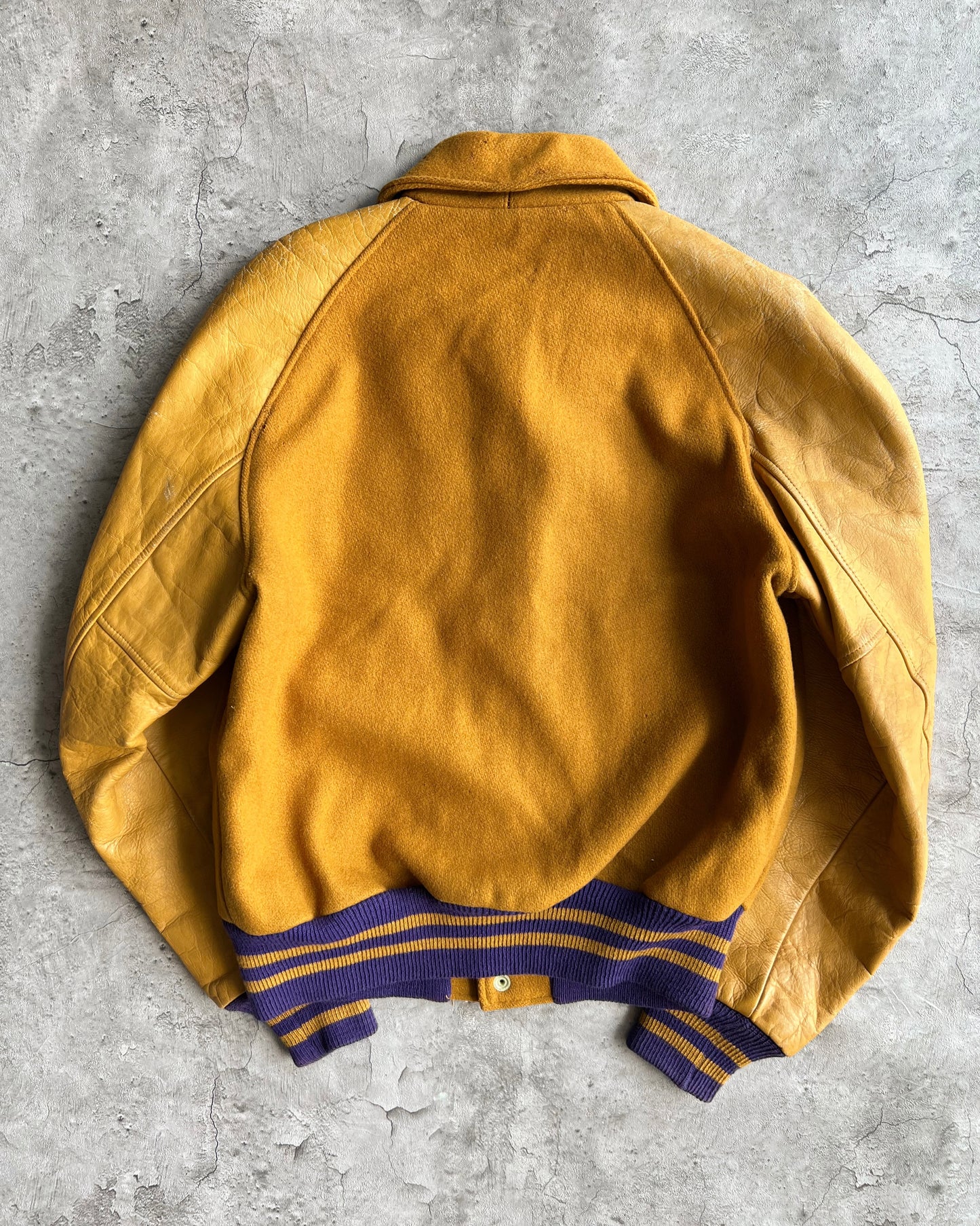 1950S 'B' LETTERMAN RAGLAN LEATHER SLEEVES VARISTY JACKET (M/L)