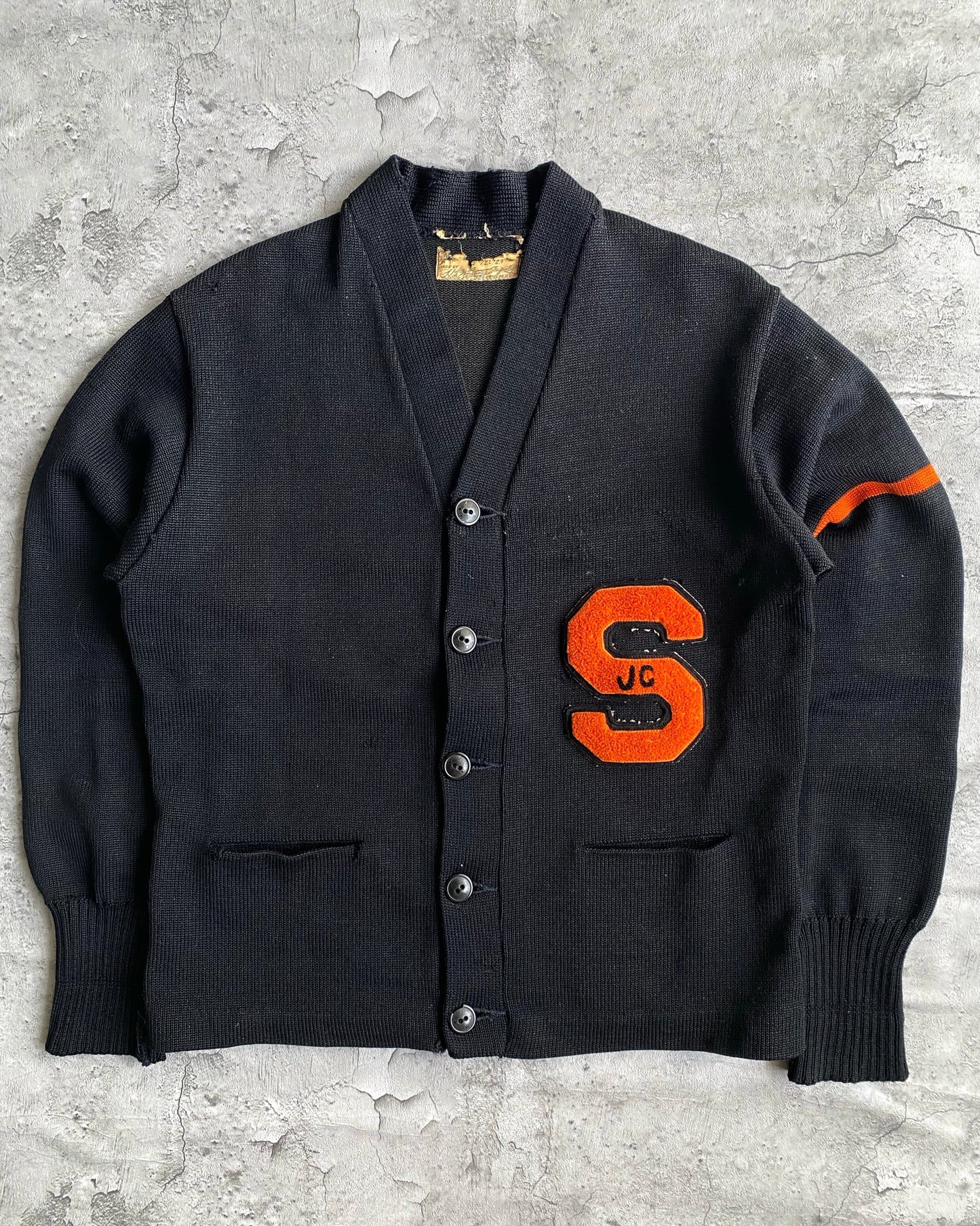 1950S ‘S’ LETTERMAN WOOL KNITTED CARDIGAN (S/M)