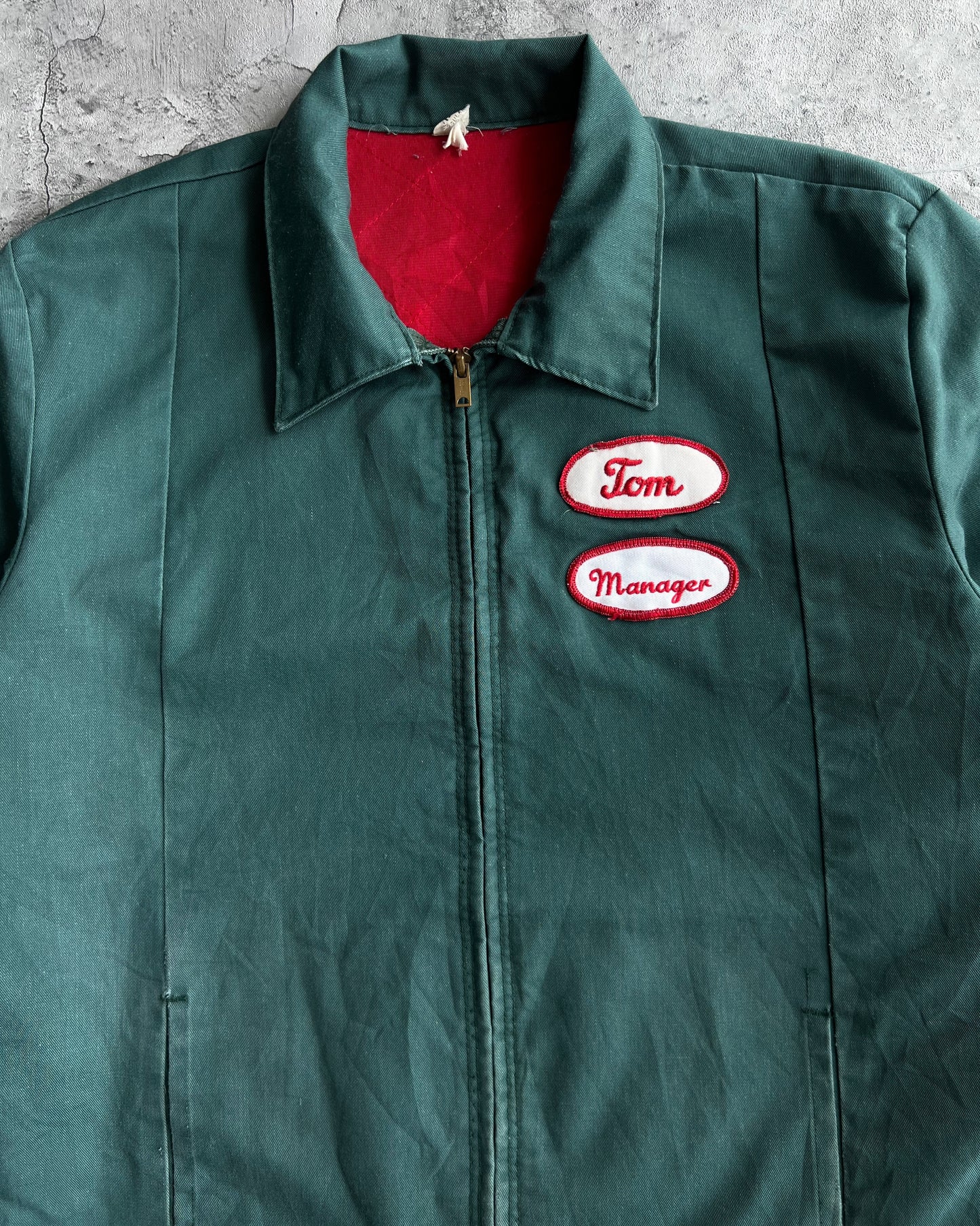 1990S GREEN 'MANAGER TOM' HIDDEN POCKET WORK JACKET (M)
