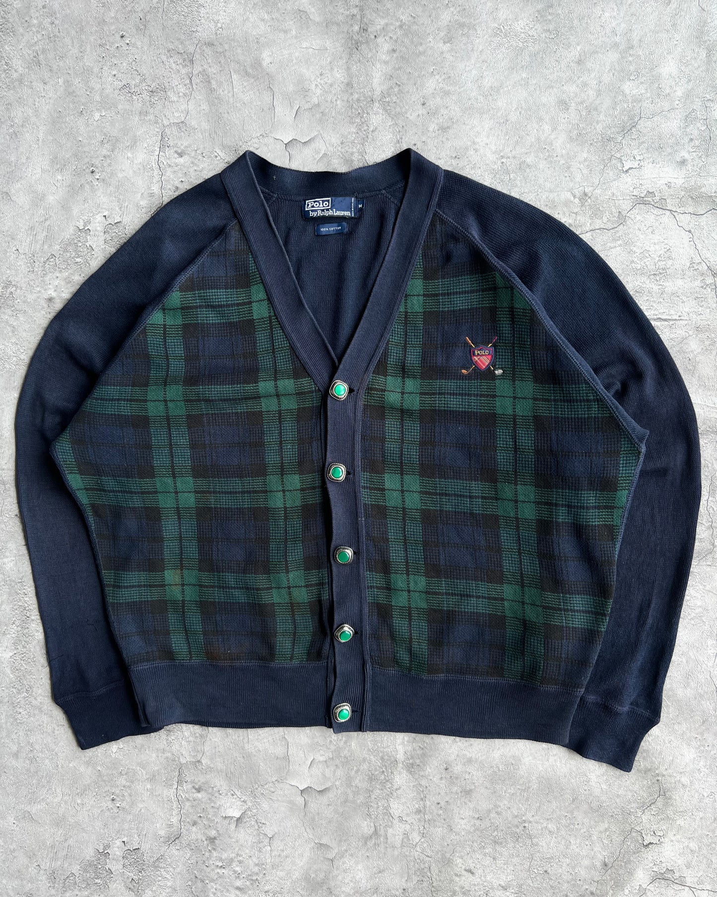 1980S POLO RALPH LAUREN KNITTED CARDIGAN (M)