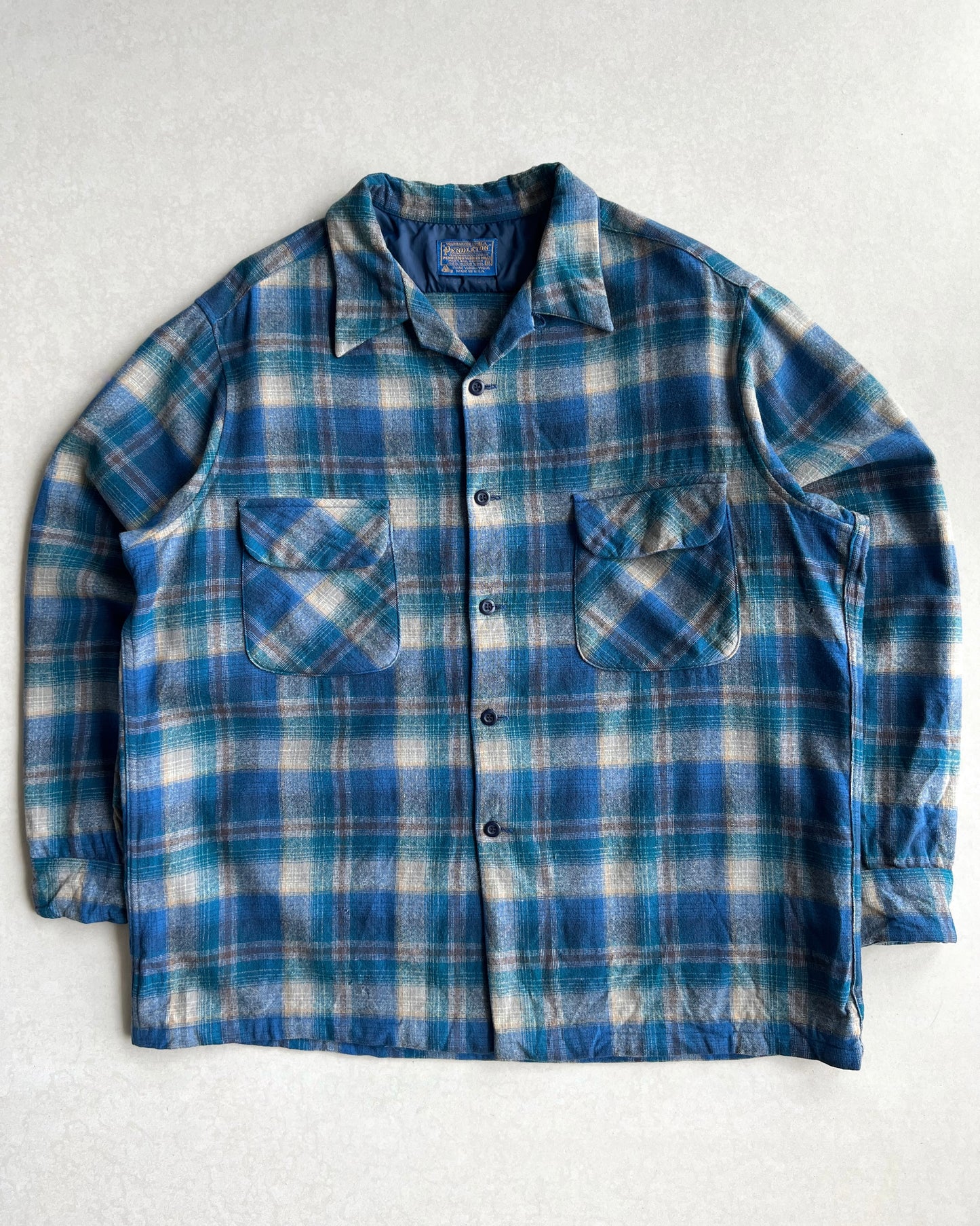 1980S PENDLETON DOUPLE POCKET WOOL PLAID FLANNEL (XL)