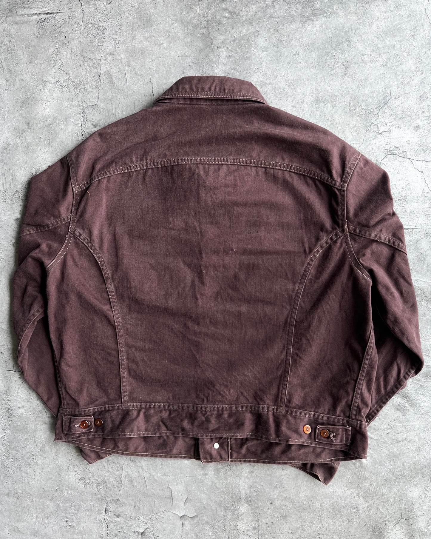 1970S BROWN/MAROON LEE DOUBLE POCKET MOLESKIN JACKET (L)