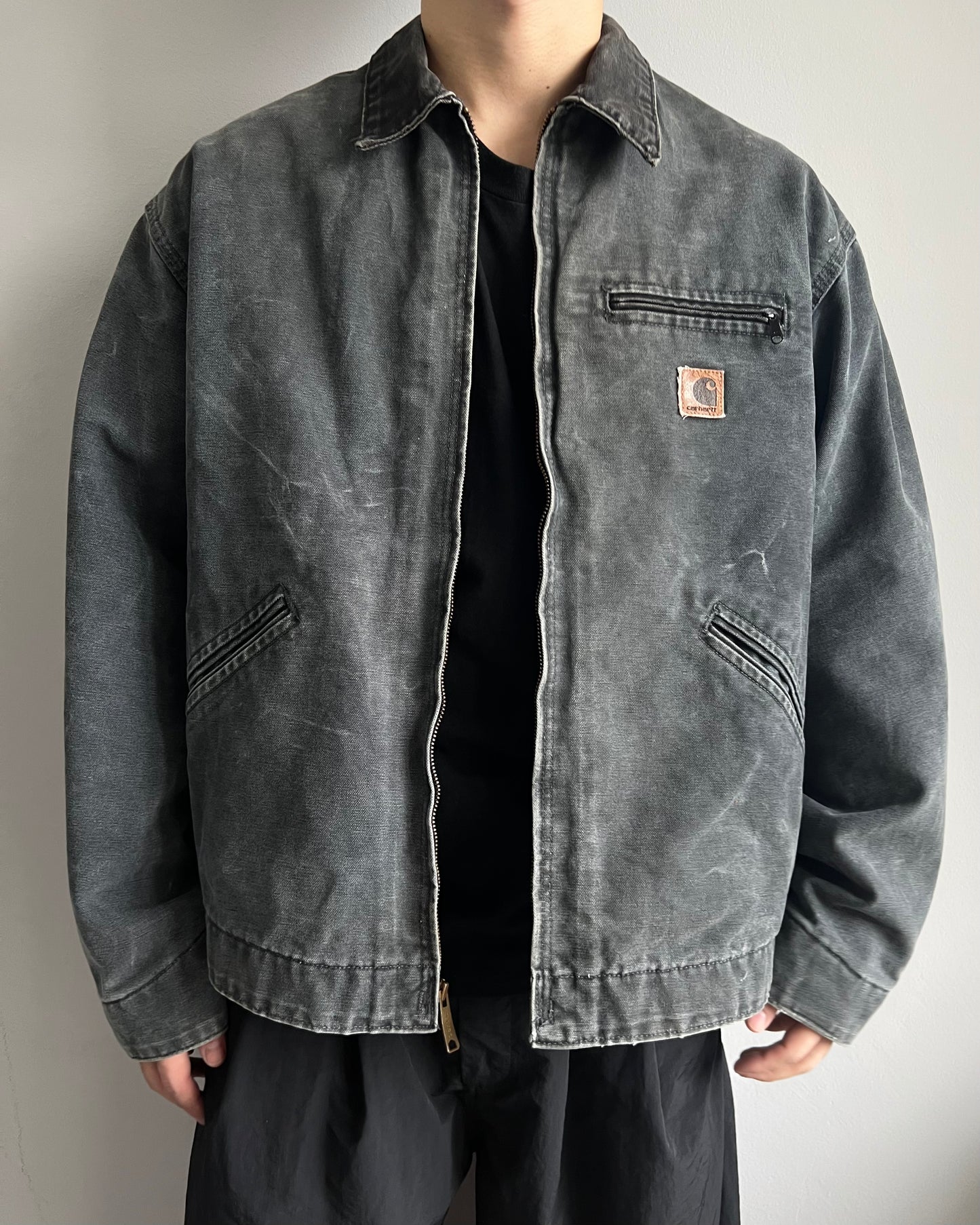 1990S FADED GREY CARHARTT DETROIT WORK JACKET (XL)