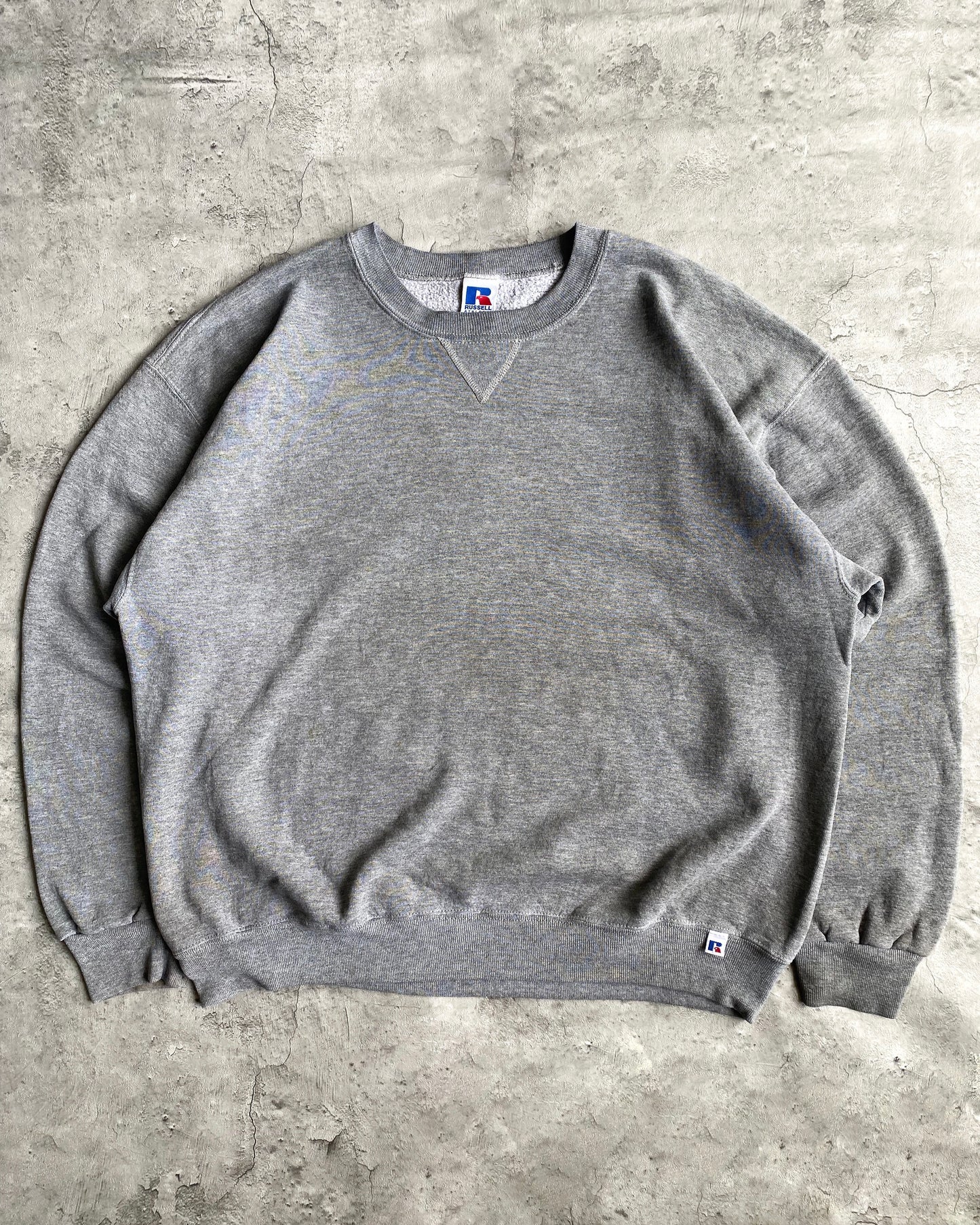 1990S RUSSELL GREY BLANK CREWNECK SWEATSHIRT (L/XL)