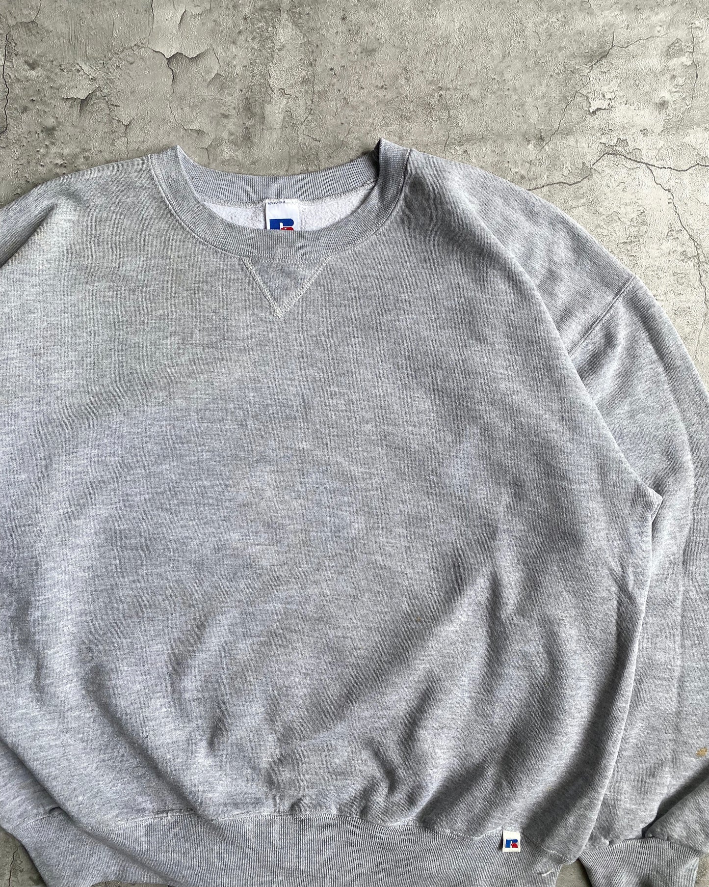 1990S RUSSELL GREY BLANK CREWNECK SWEATSHIRT (XL)