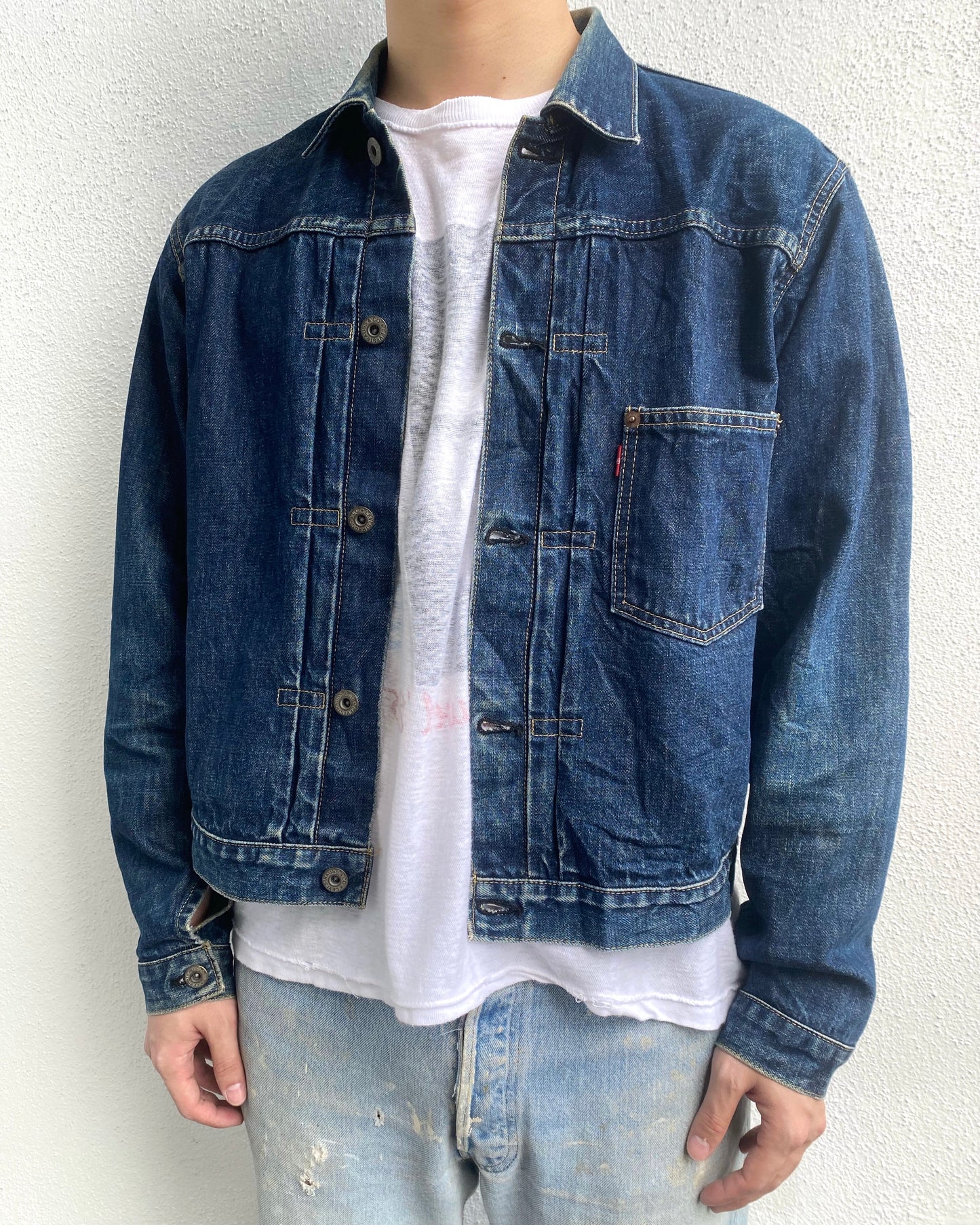 1990S DARK WASHED LEVI'S BIG E TYPE I DENIM JACKET (M/L)