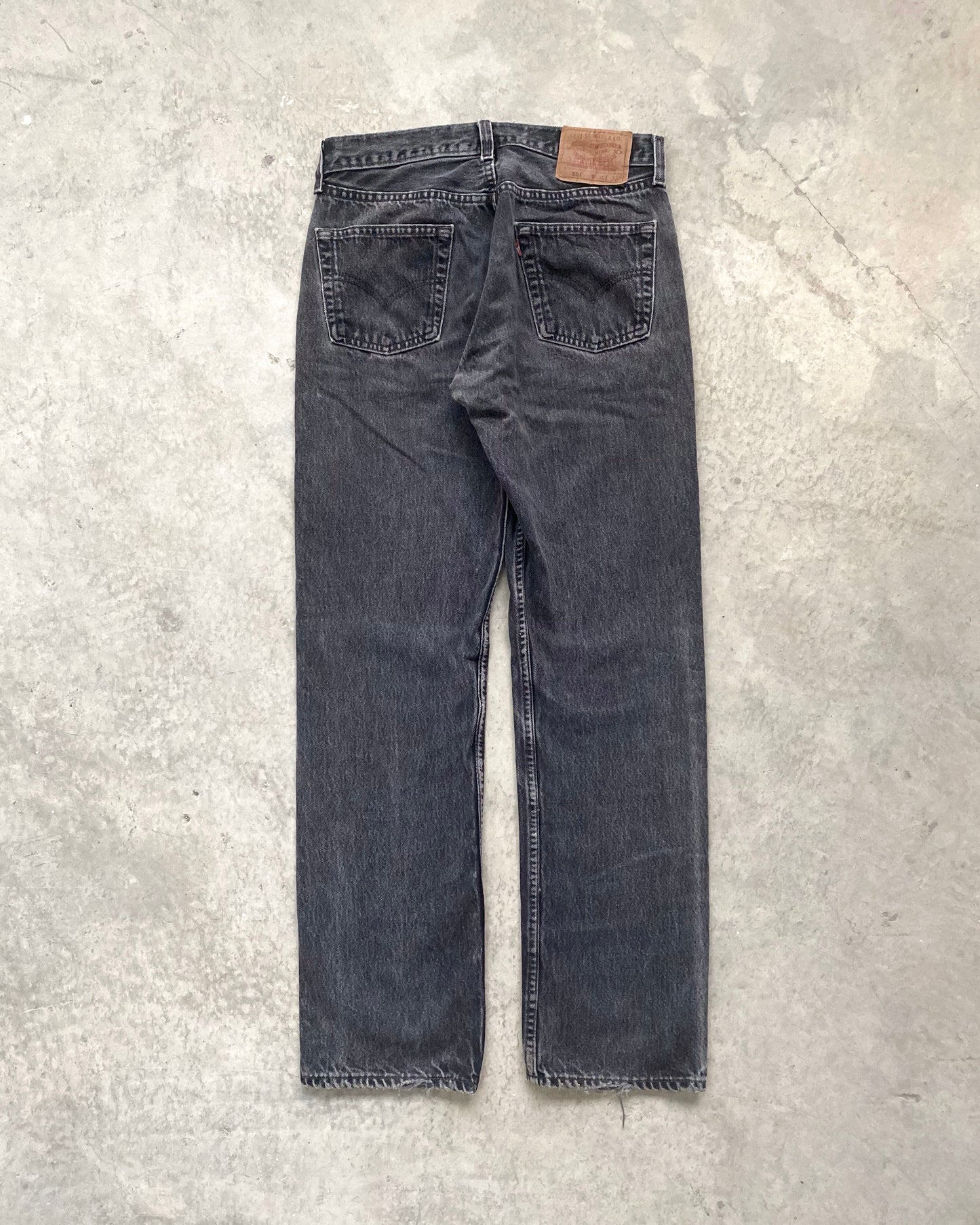 1990S FADED BLACK LEVI'S 501 JEANS SIZE (30X32)