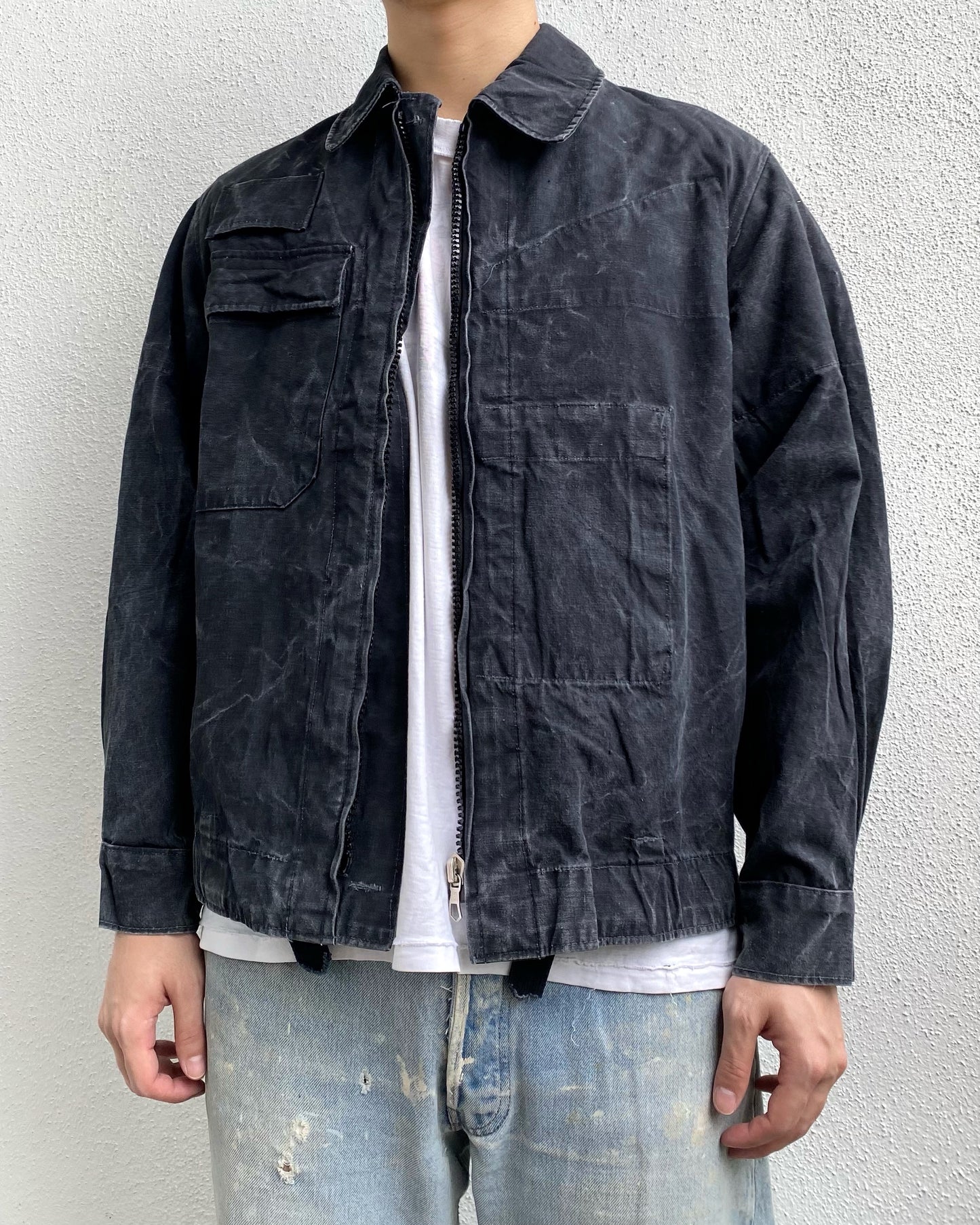 1981 BLACK STONE WASHED CZECH MILITARY JACKET (M/L)