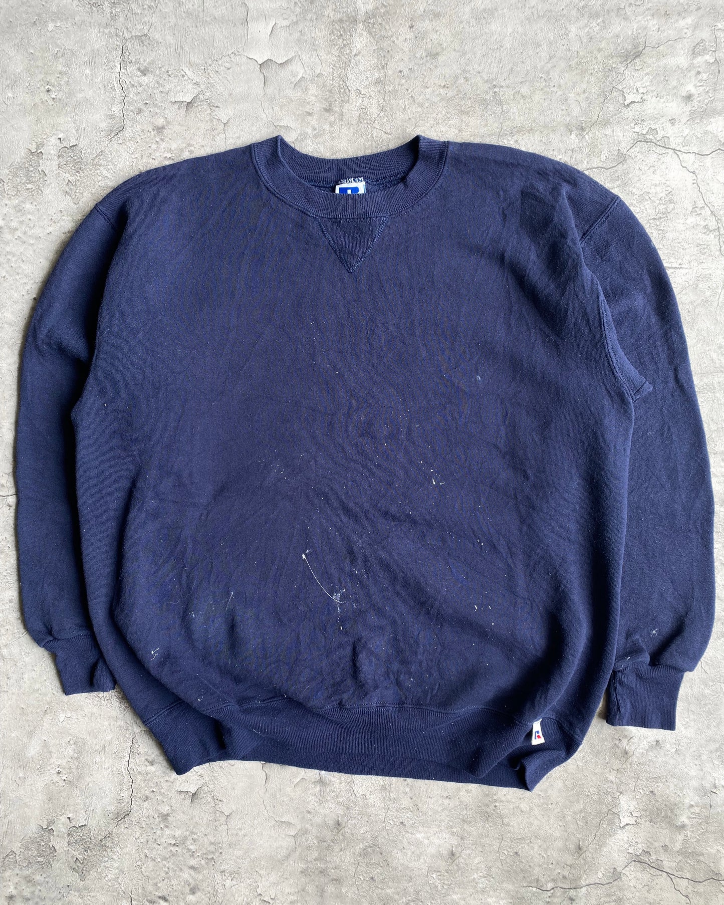 1990S RUSSELL NAVY PAINTED CREWNECK SWEATSHIRT (S-L)