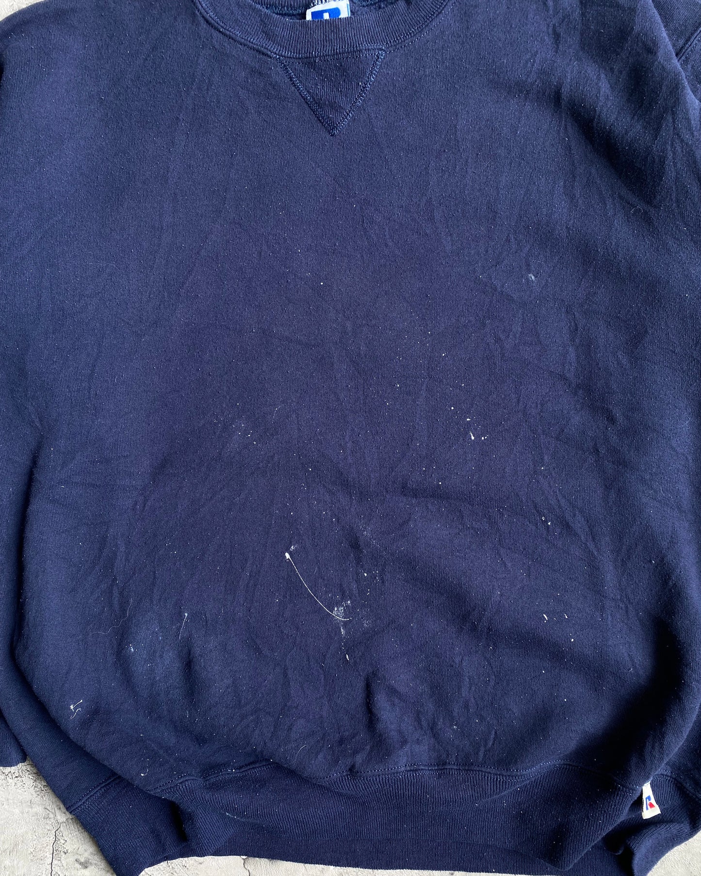 1990S RUSSELL NAVY PAINTED CREWNECK SWEATSHIRT (S-L)