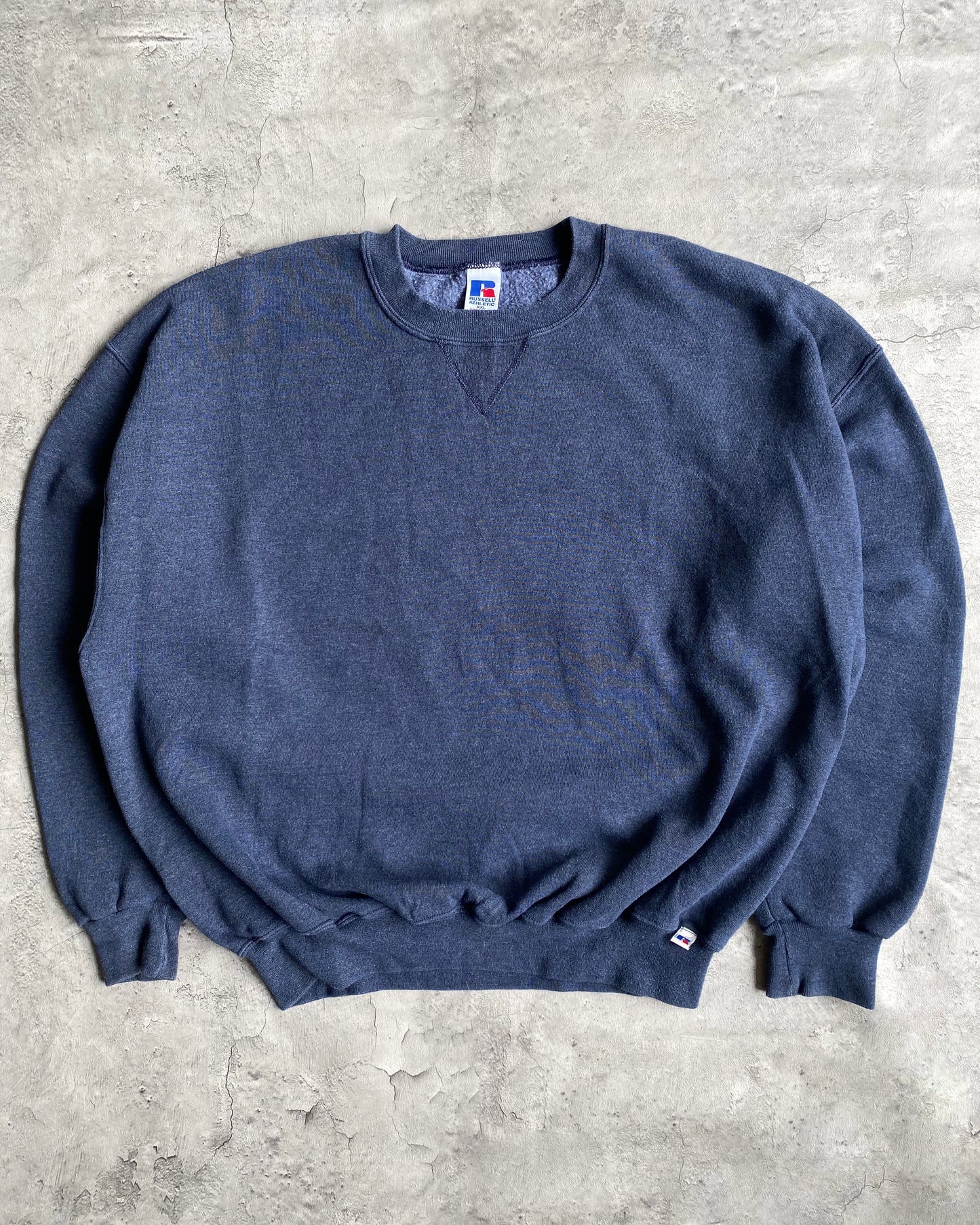 1990S RUSSELL NAVY/GREY BLANK CREWNECK SWEATSHIRT (XL/XXL)