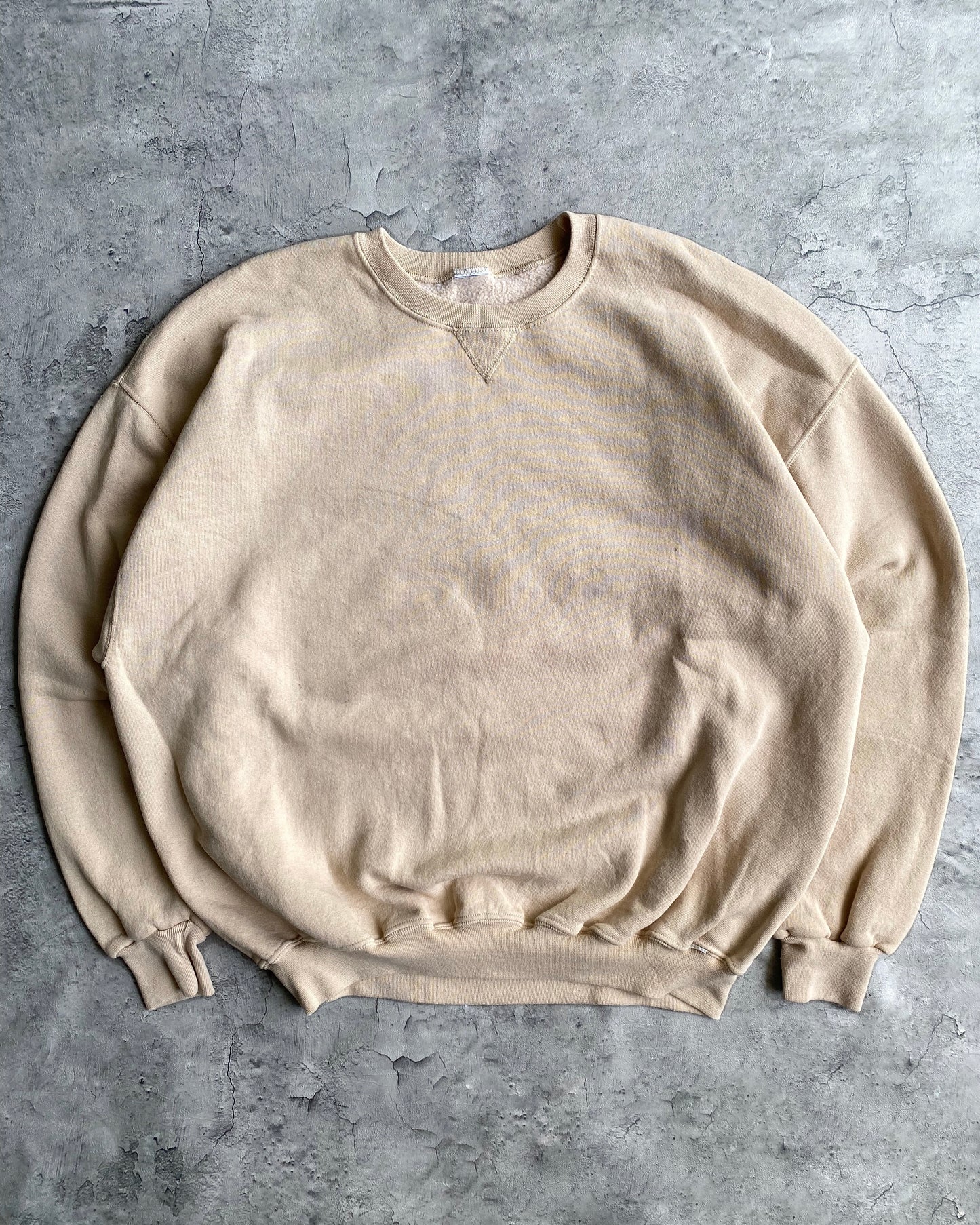 1990S RUSSELL CREAM BLANK CREWNECK SWEATSHIRT (L/XL)