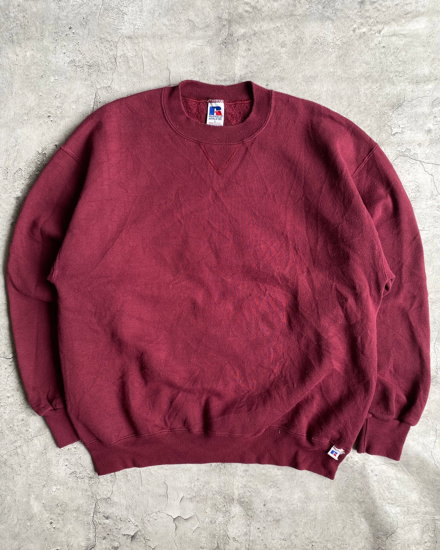 1990S RUSSELL BLANK MAROON CREWNECK SWEATSHIRT (L)