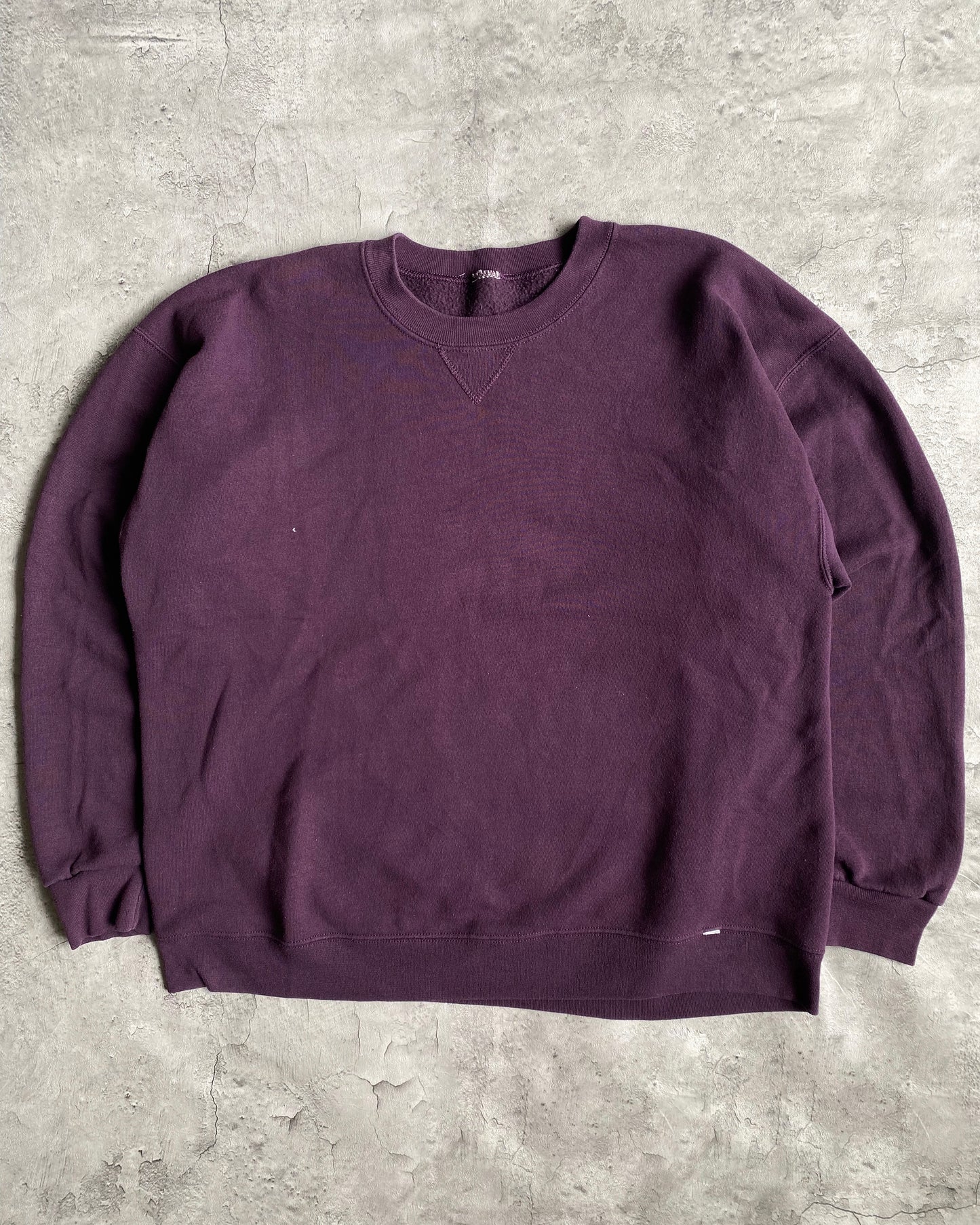 1990S RUSSELL PURPLE BLANK CREWNECK SWEATSHIRT (L/XL)