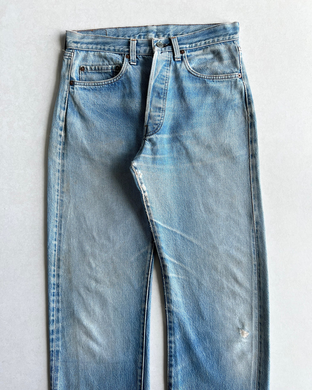 1980S FADED WASHED LEVI'S 501 REDLINE SELVEDGE JEANS (32X33)