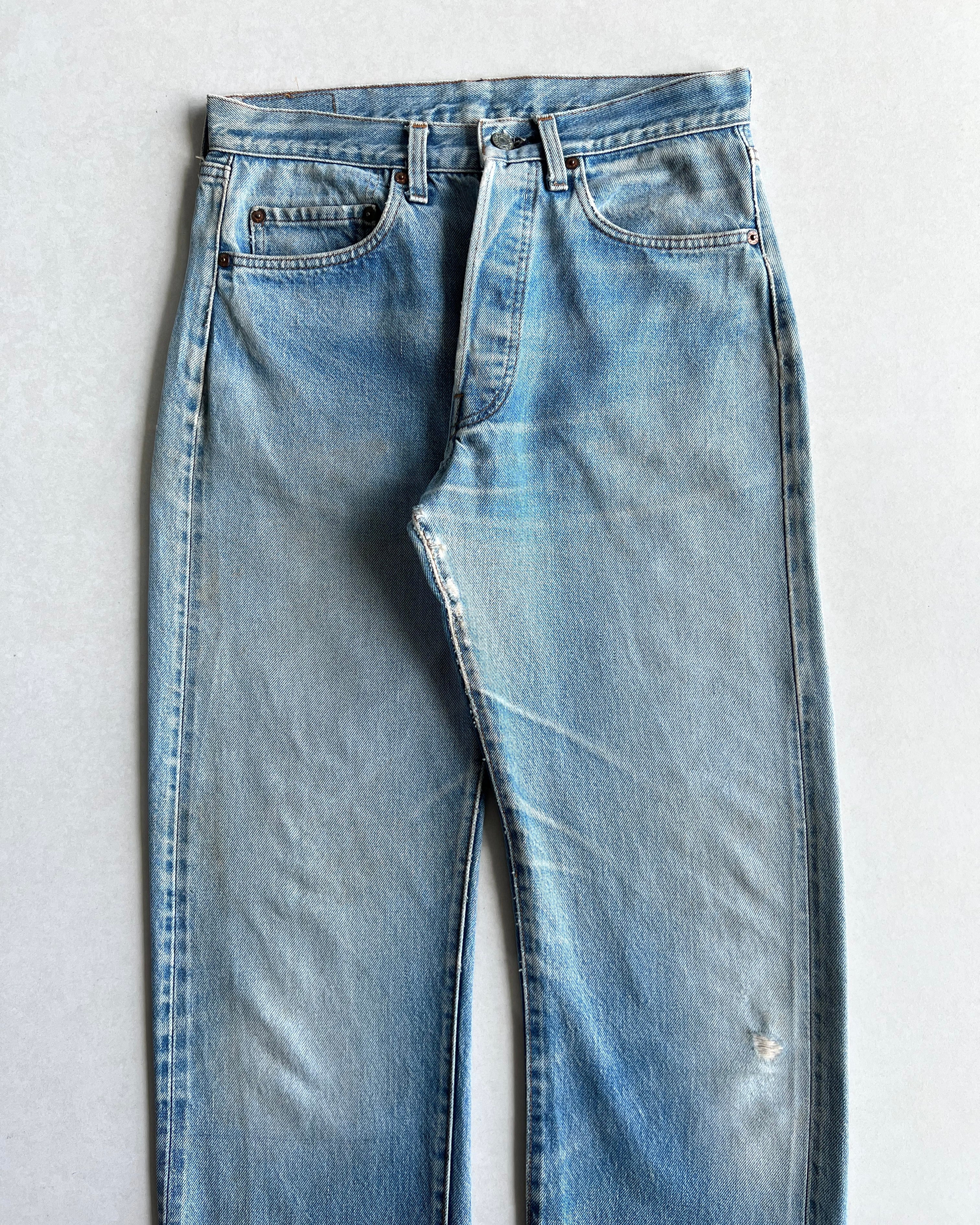 1980S FADED WASHED LEVI'S 501 REDLINE SELVEDGE JEANS (32X33)