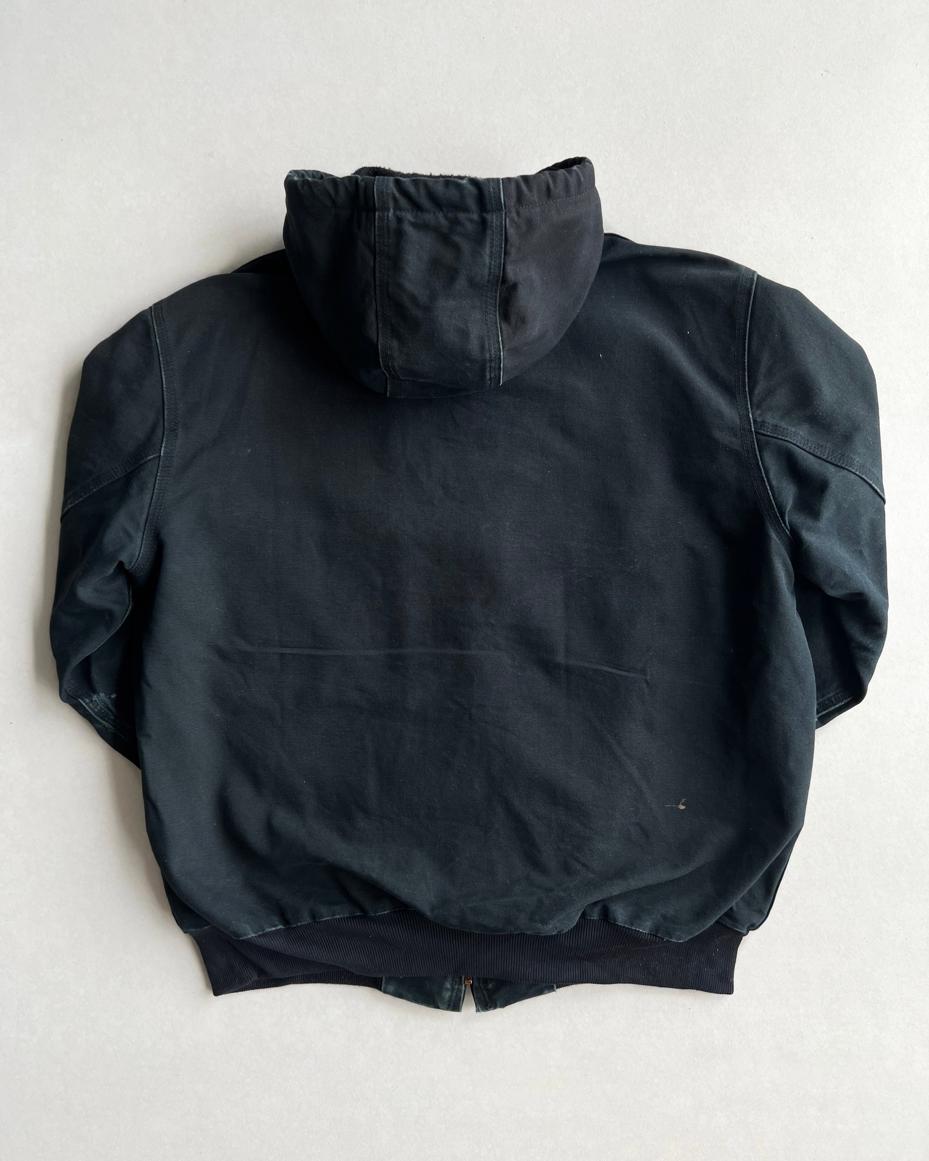FADED BLACK CARHARTT HOODED WORK JACKET (L/XL)