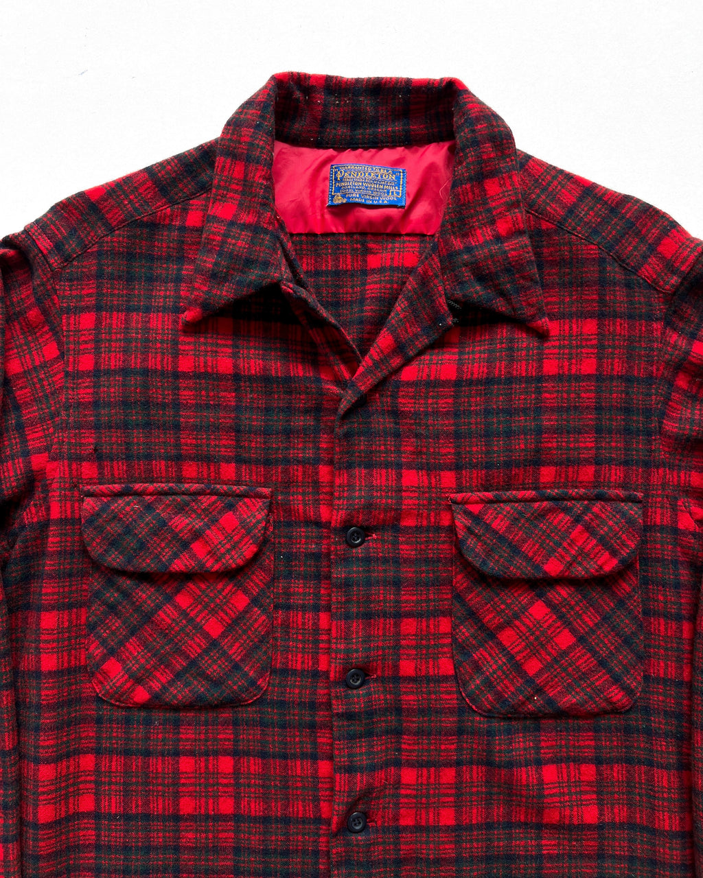 1970S PENDLETON LOOP COLLAR WOOL PLAID SHIRT (L)
