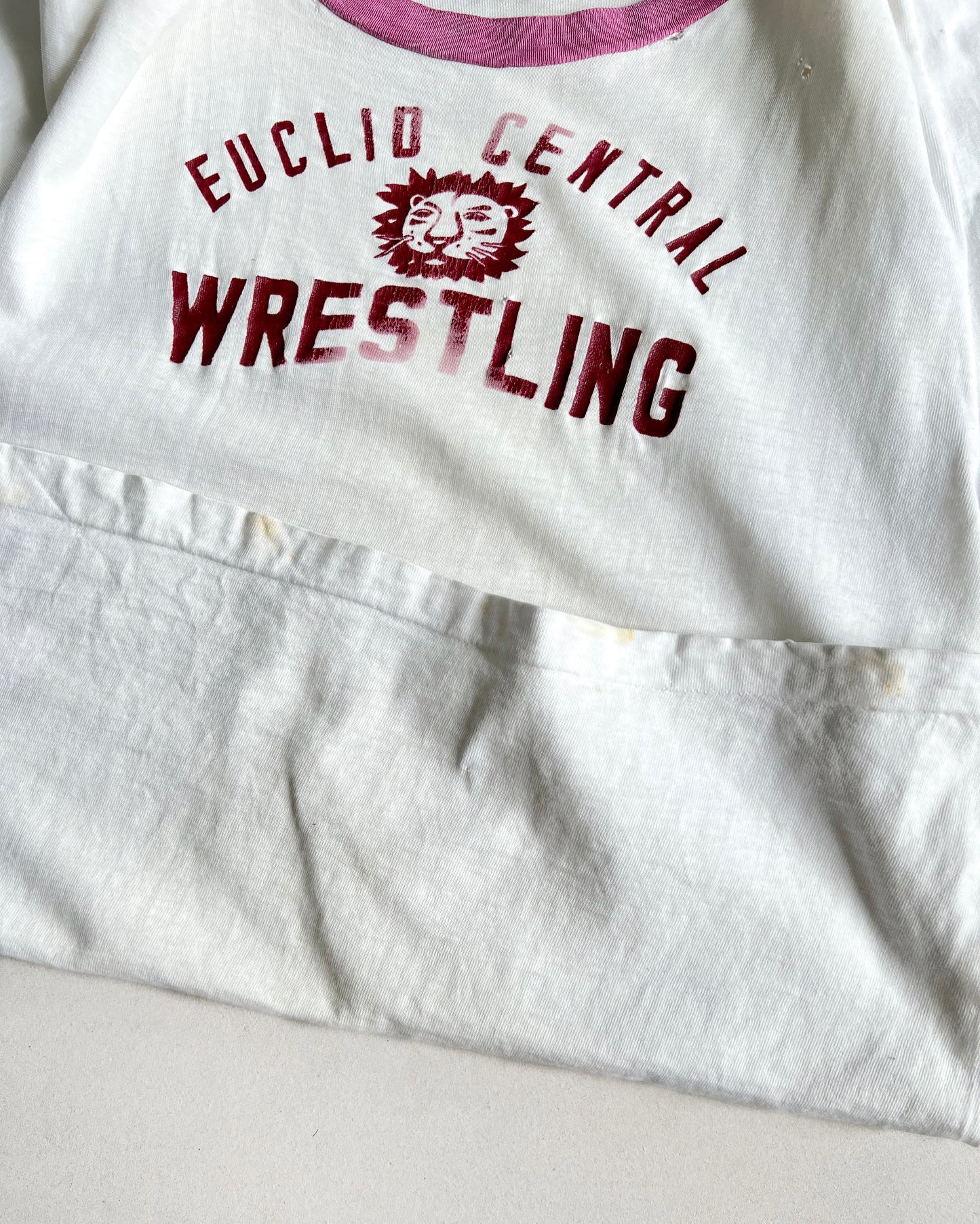 1970S CHAMPION 'EUCLID CENTRAL WRESTLING' BLUE BAR TEE (M)