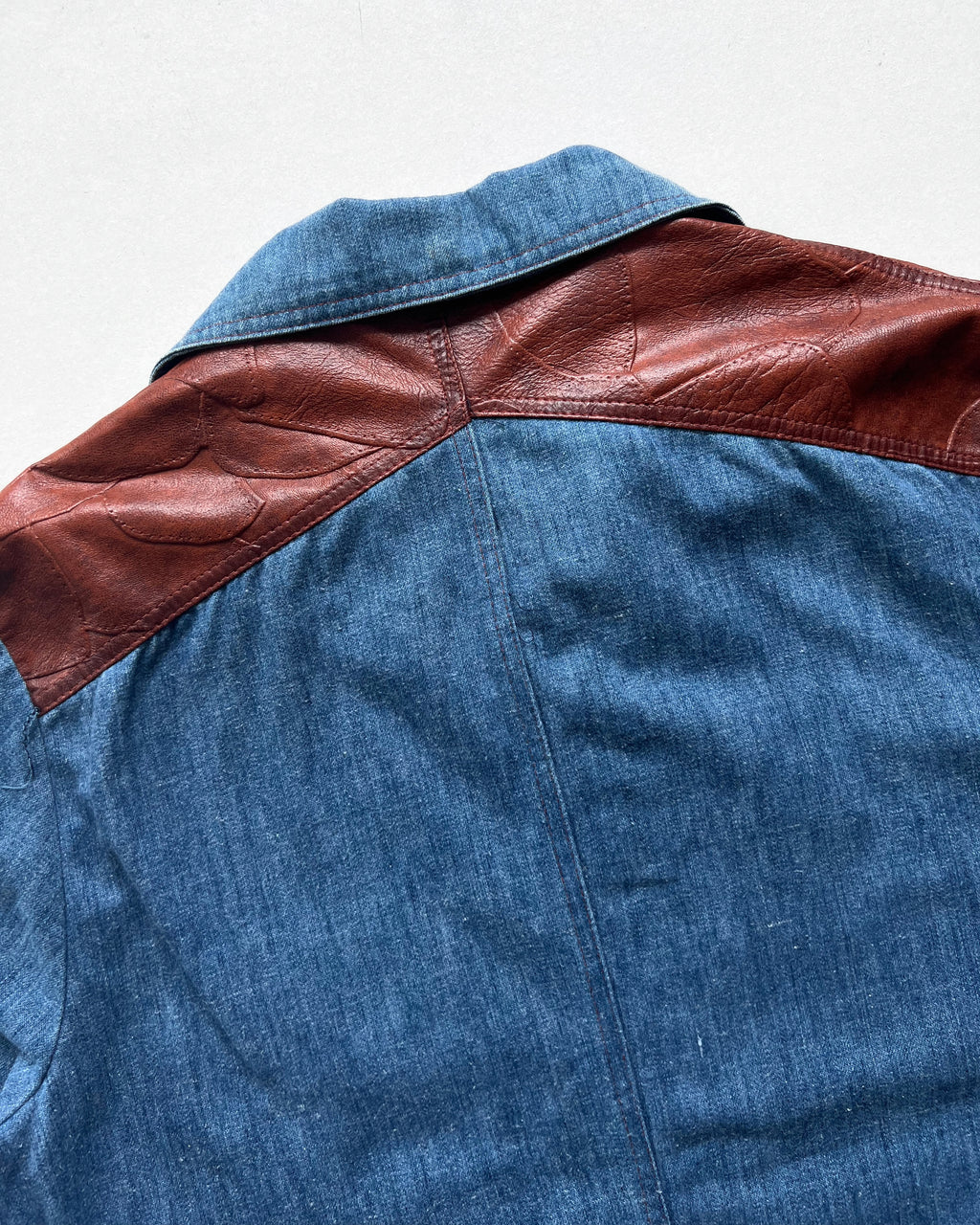 1970S SEARS OPEN COLLAR WESTERN DENIM SHIRT (L)