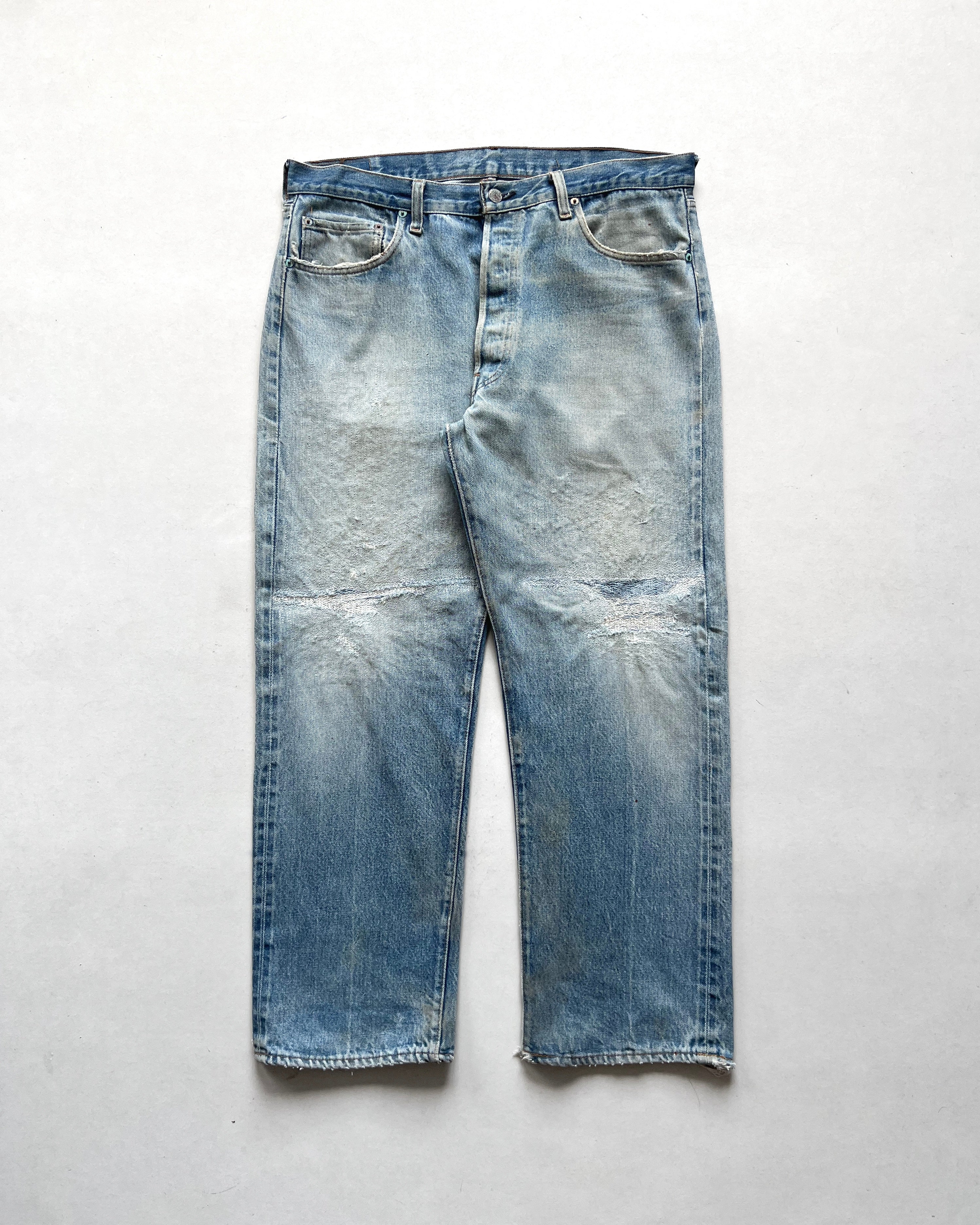 1980S LEVI'S 501 REDLINE SELVEDGE REPAIRED JEANS (36)
