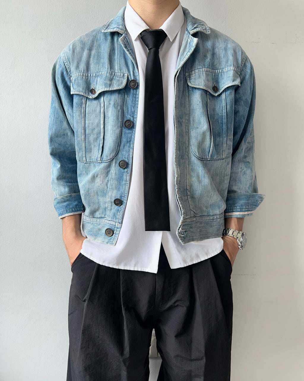 1950S FADED JAPANESE DENIM WORK JACKET (M)