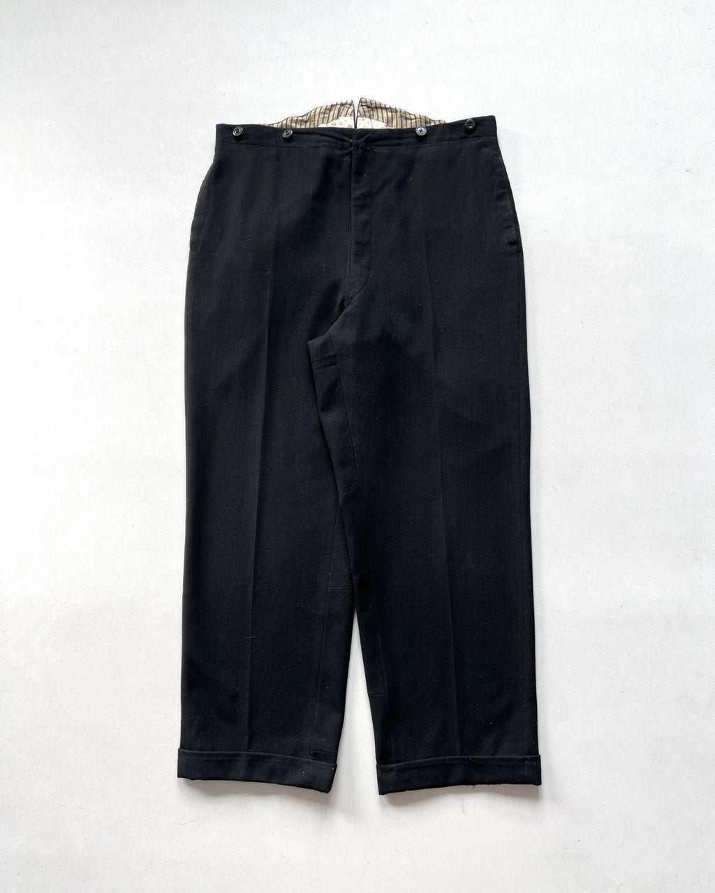 1930S EUROPE BLACK GENTLEMAN BUCKLE TROUSERS (34-39)